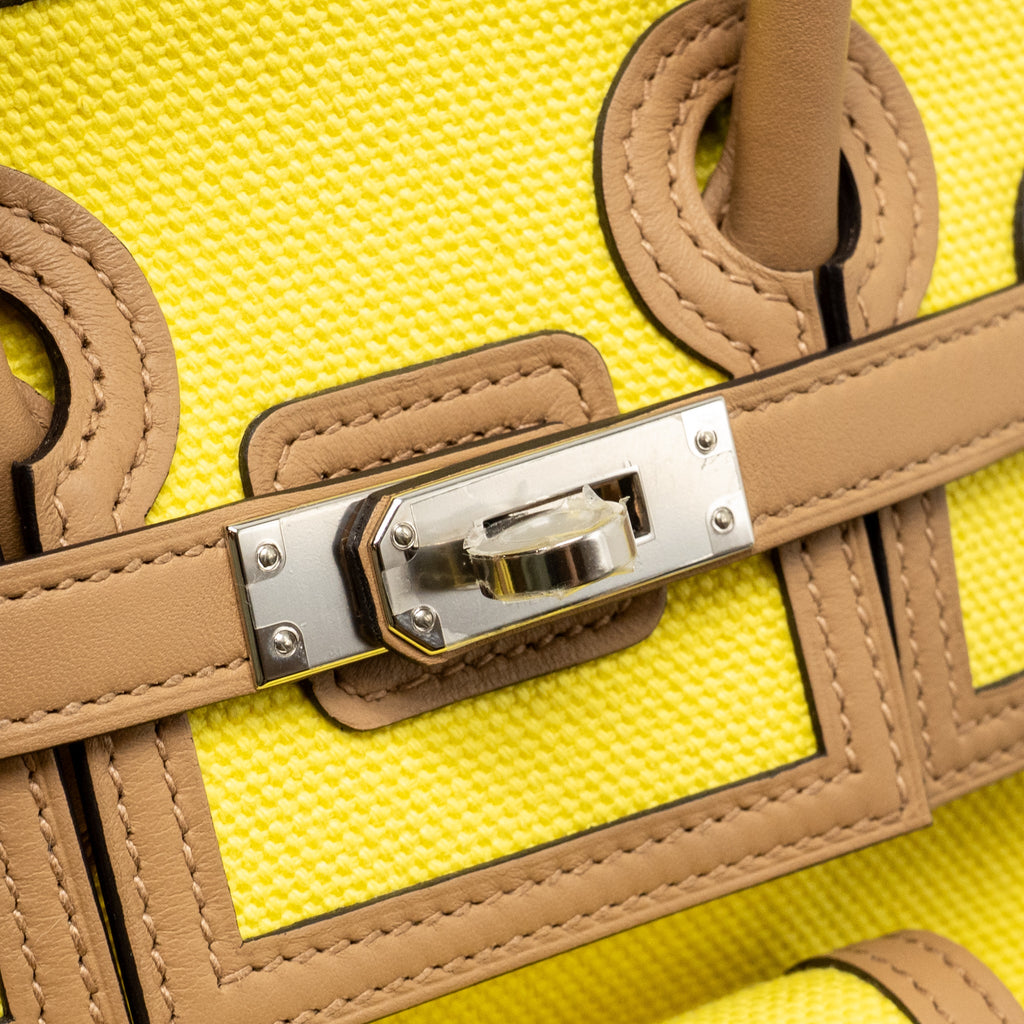 HERMES BIRKIN 25 CARGO TOILE GOELAND / SWIFT JAUNE CITRON / CHAI SHW
