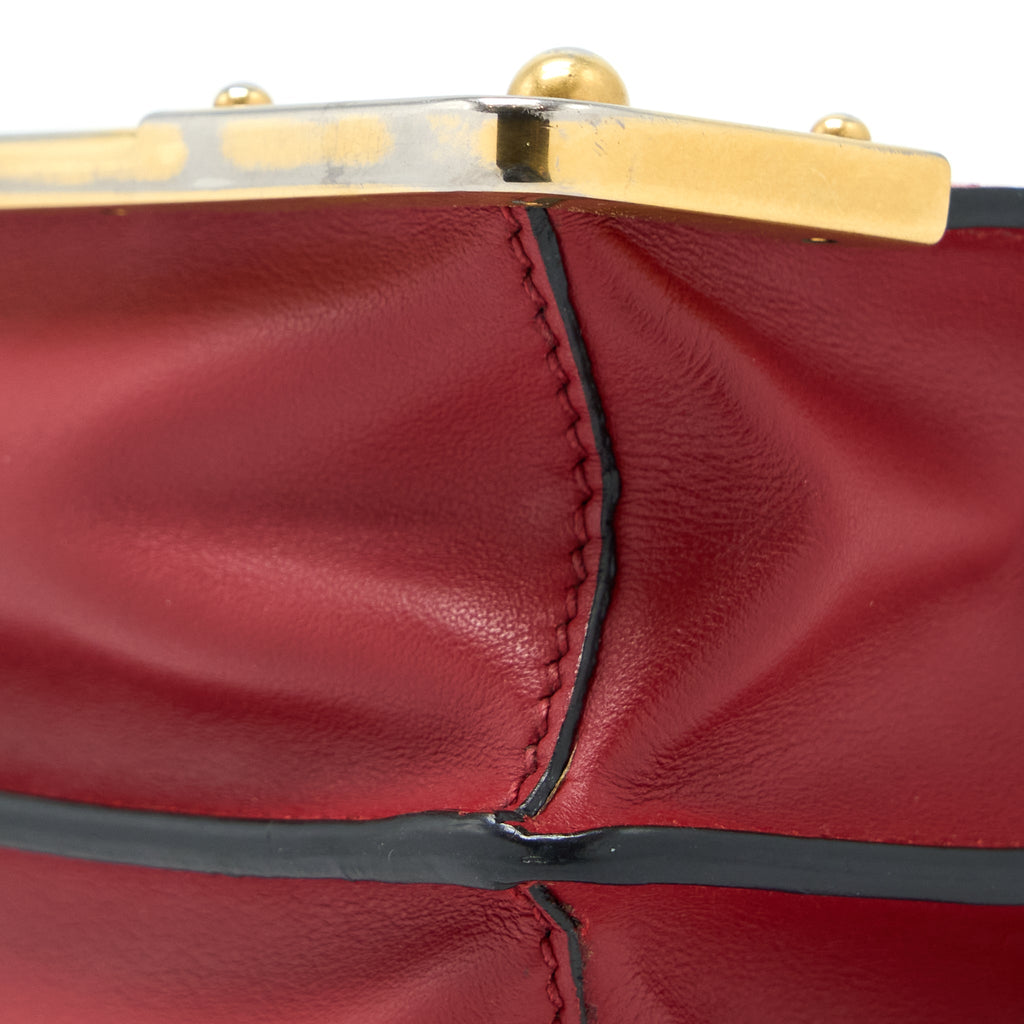 PRADA CASHIER BAG CALFSKIN RED /BLACK GHW