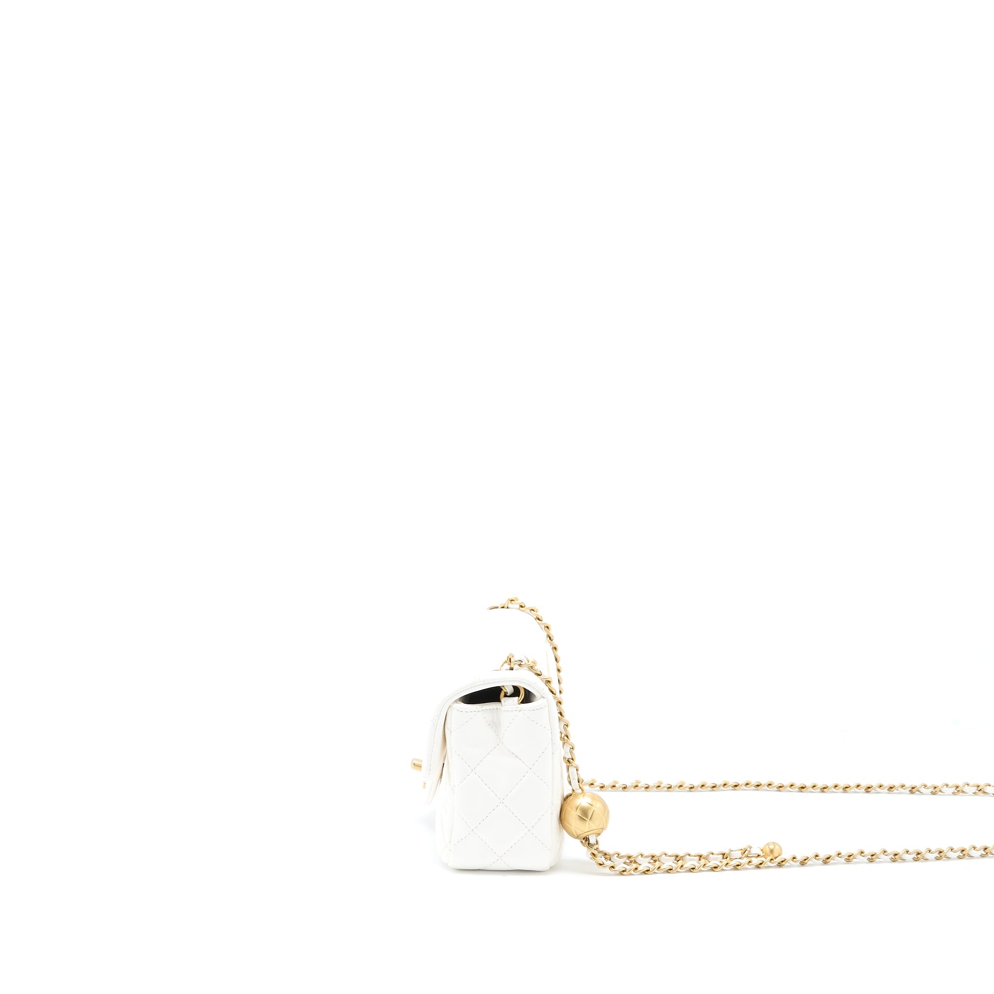CHANEL PEARL CRUSH MINI RECTANGULAR FLAP BAG LAMBSKIN WHITE GHW