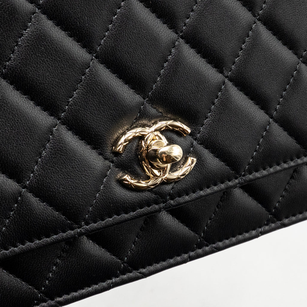 CHANEL TRENDY CC WALLET ON CHAIN LAMBSKIN BLACK LGHW (MICROCHIP)