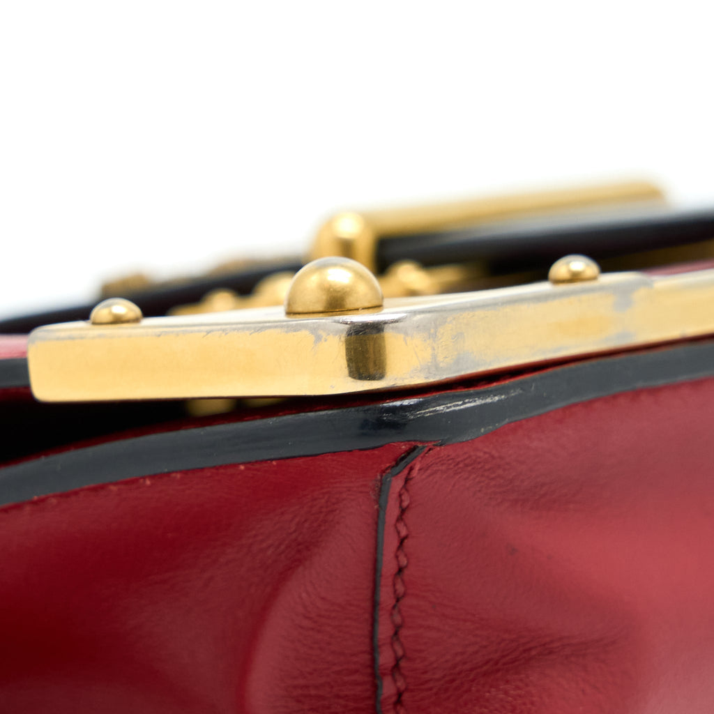 PRADA CASHIER BAG CALFSKIN RED /BLACK GHW