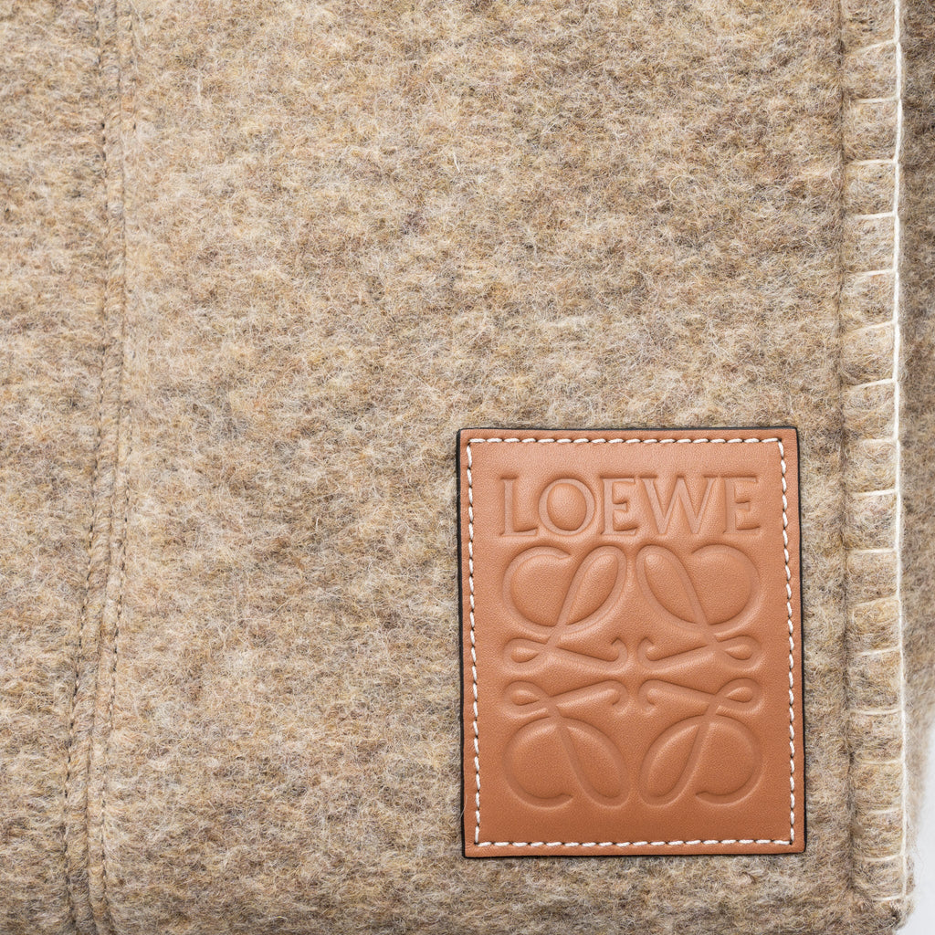 LOEWE CUSHION TOTE BAG FELT/LEATHER CAMEL