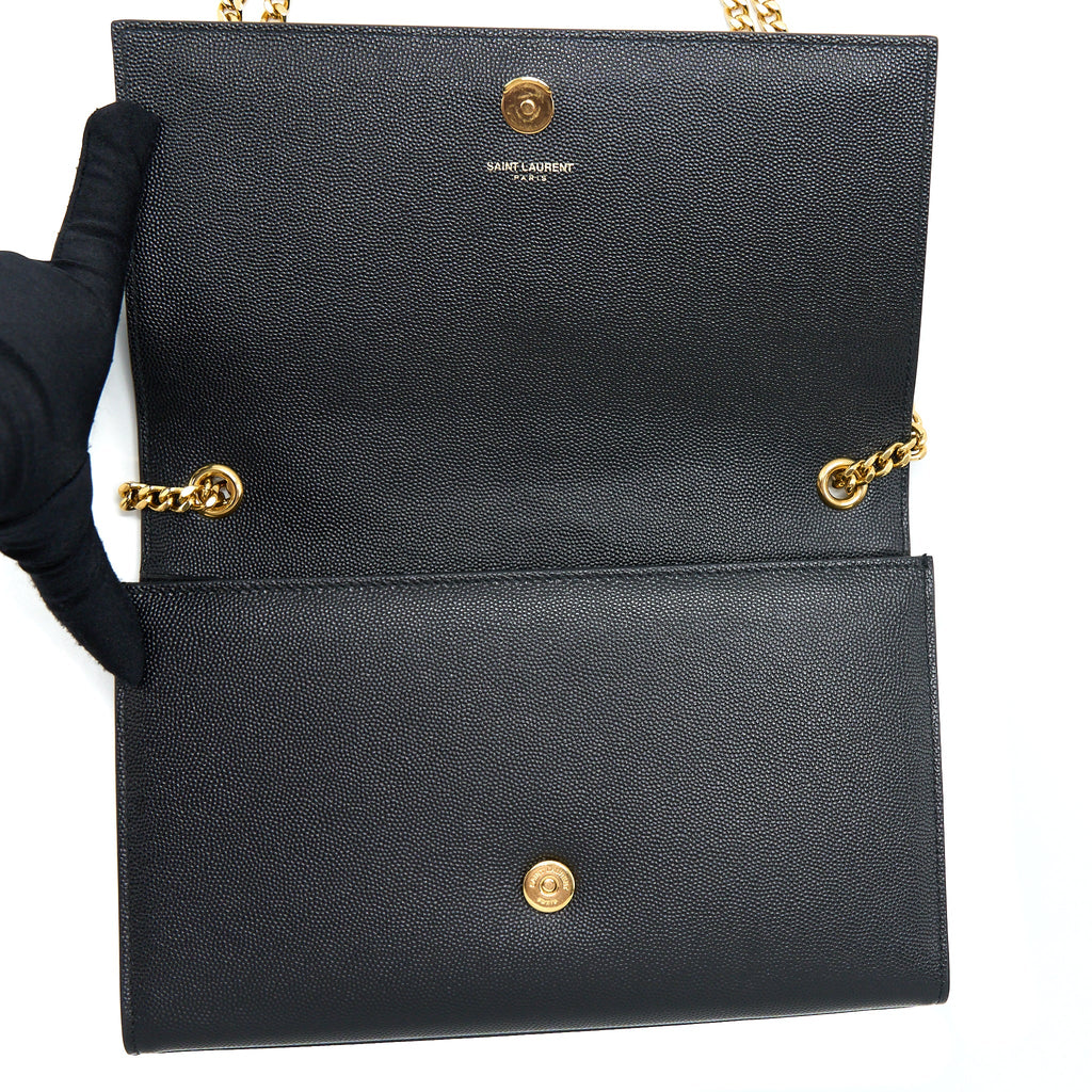 SAINT LAURENT/ YSL MEDIUM KATE BAG GRAINED CALFSKIN BLACK GHW
