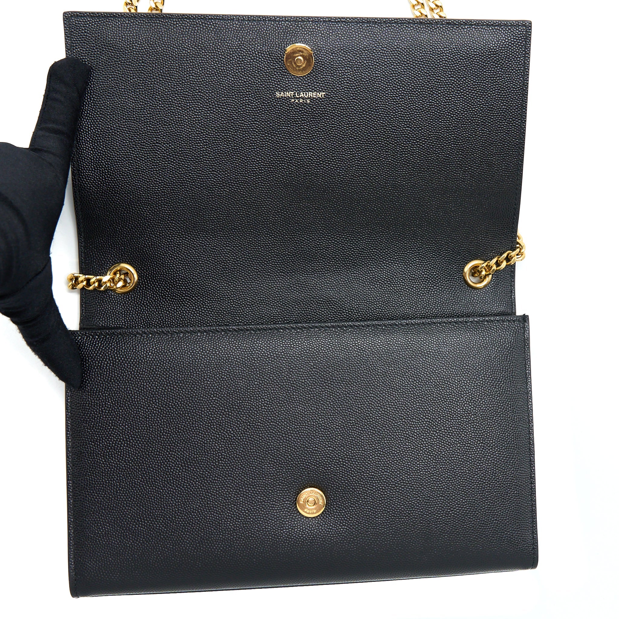 SAINT LAURENT/ YSL MEDIUM KATE BAG GRAINED CALFSKIN BLACK GHW