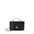 CHANEL LETTER TOP HANDLE WALLET ON CHAIN CAVIAR BLACK GHW (MICROCHIP)