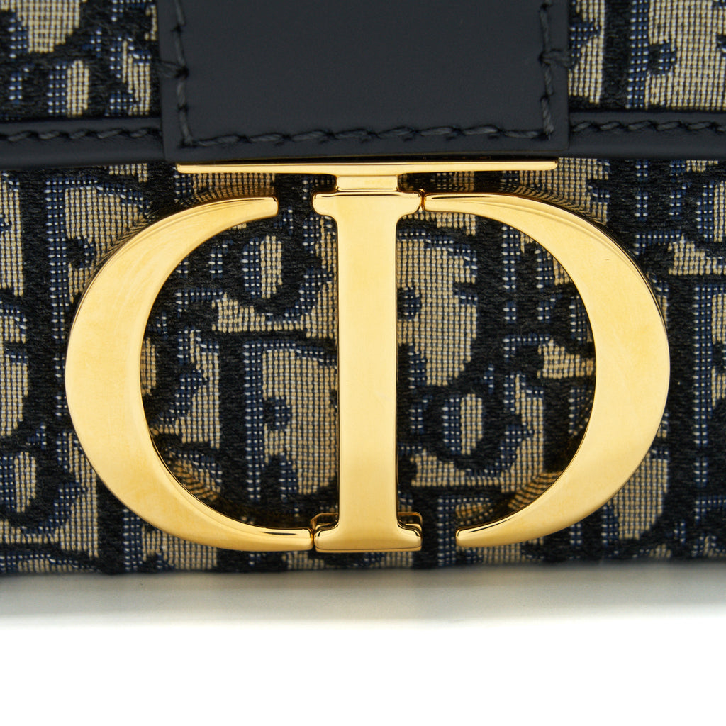 DIOR 30 MONTAIGNE MINI BOX BAG BLUE OBLIQUE