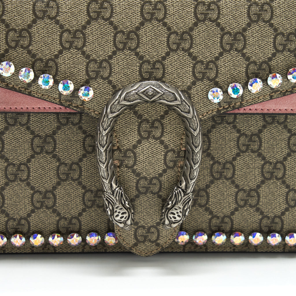 GUCCI DIONYSUS GG SMALL CRYSTAL SHOULDER BAG SHW