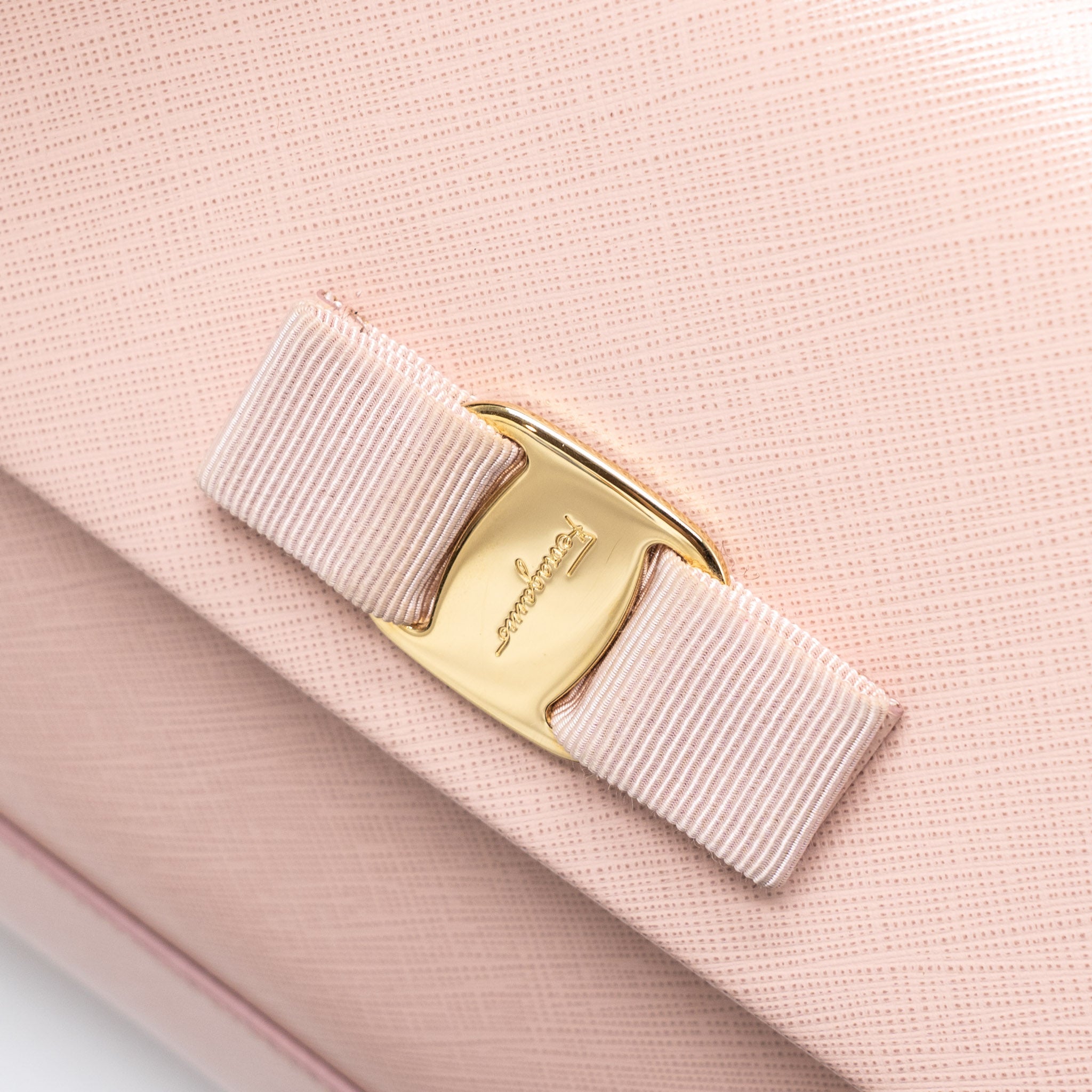 SALVATORE FERRAGAMO TOP HANDLE FLAP BAG CALFSKIN LIGHT PINK GHW