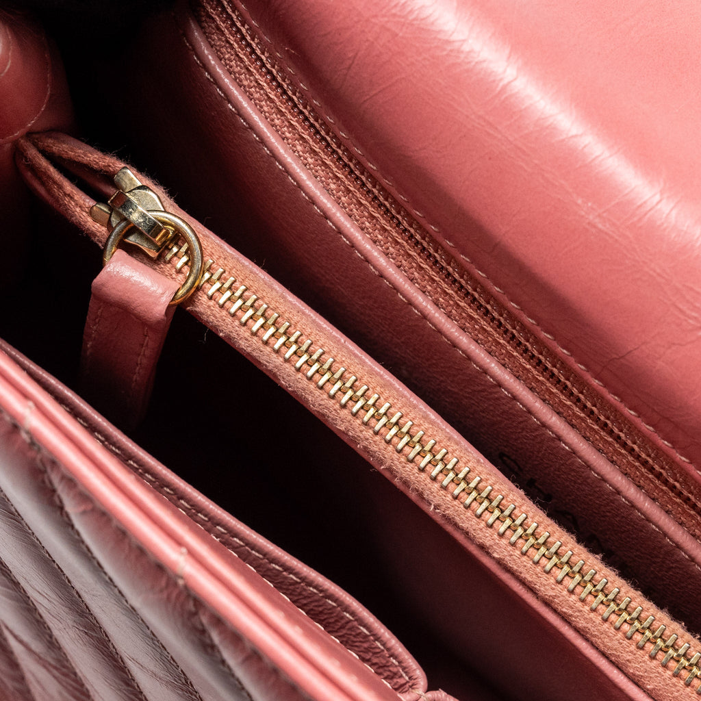 CHANEL MEDIUM COCO HANDLE CALFSKIN / LIZARD HANDLE PINK GHW