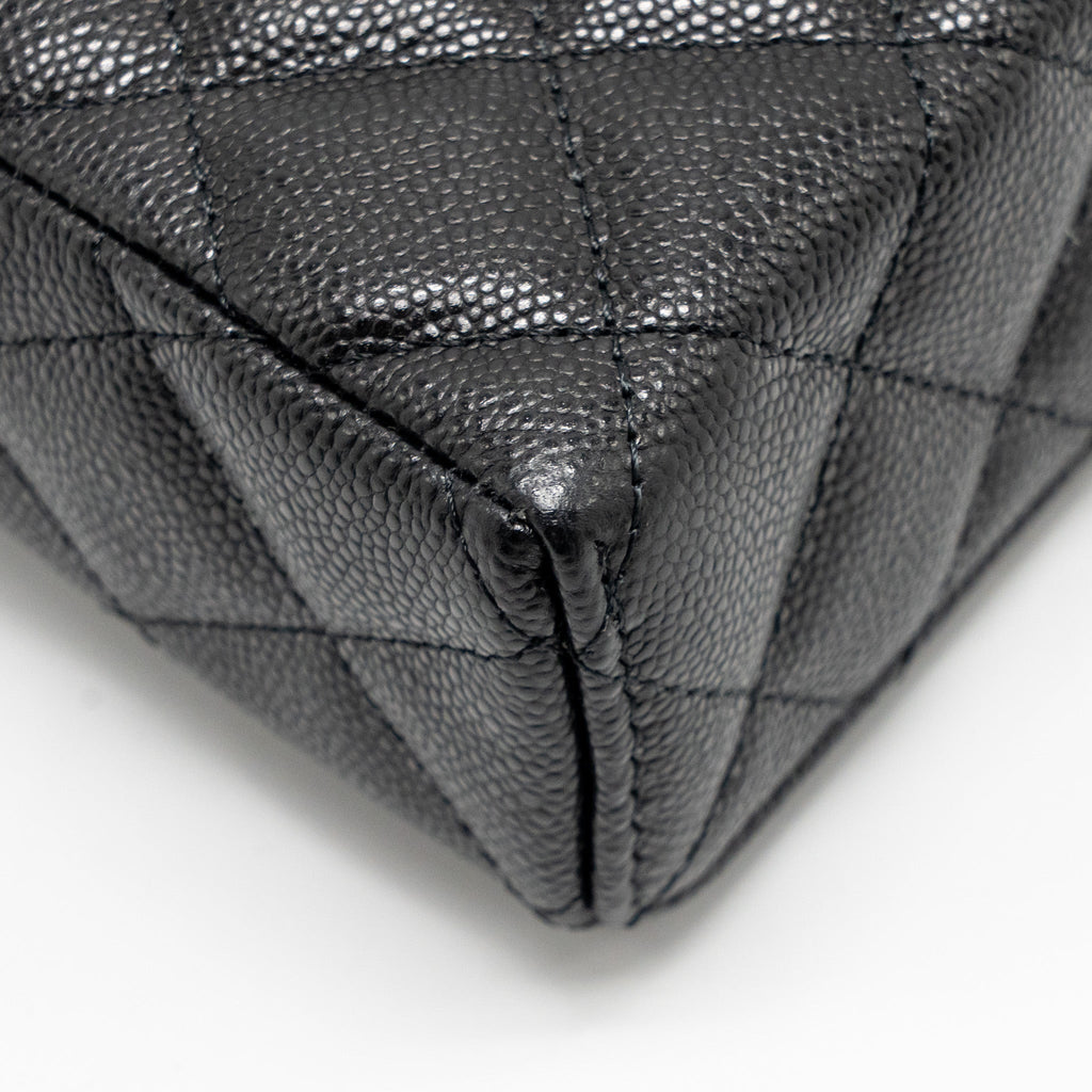 CHANEL 25P CC TOP HANDLE VANITY BAG CAVIAR BLACK LGHW(MICROCHIP)
