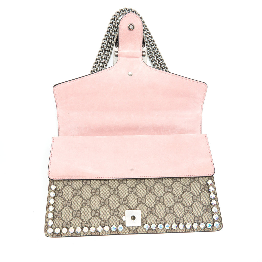 GUCCI DIONYSUS GG SMALL CRYSTAL SHOULDER BAG SHW