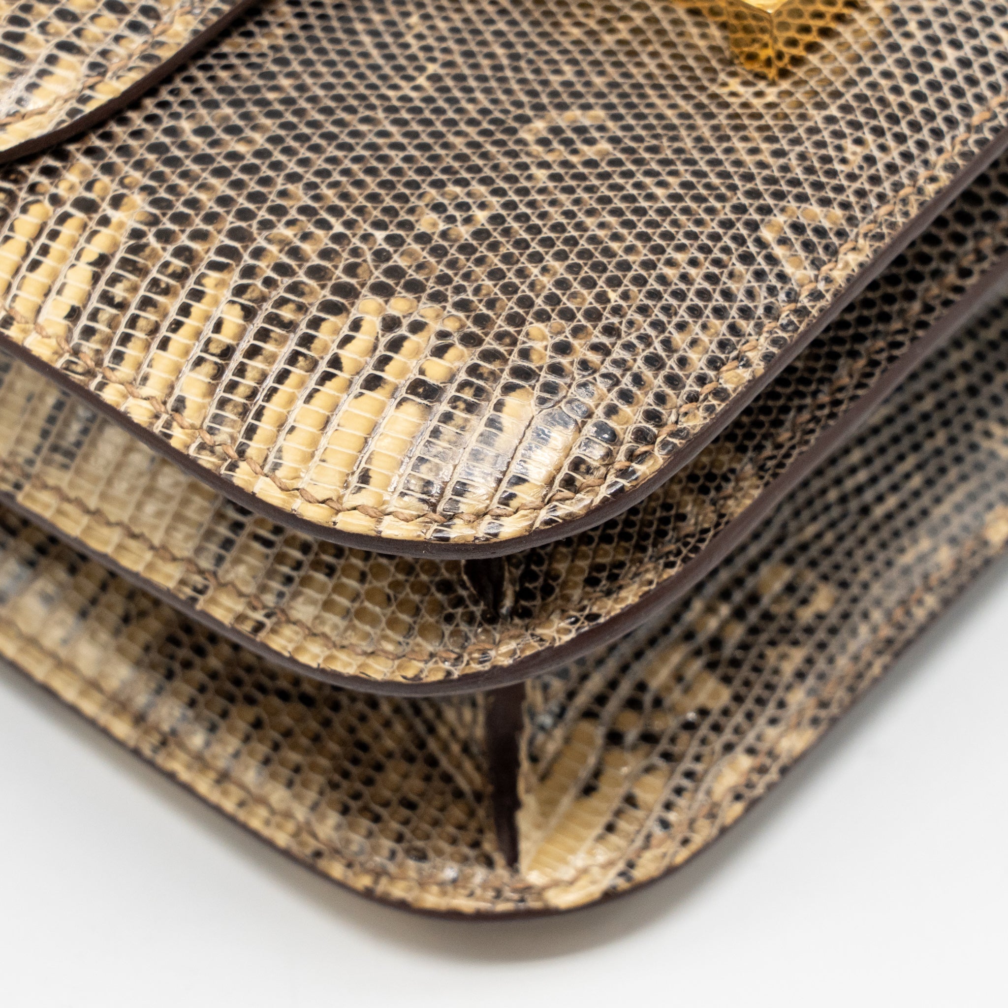 HERMES MINI CONSTANCE LIZARD NATURA LISSE DESERT GHW