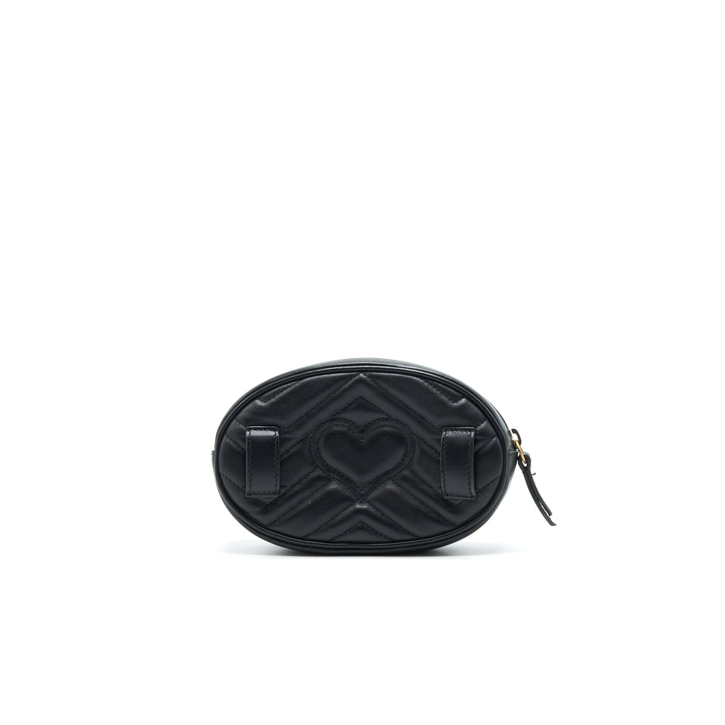 GUCCI GG MARMONT MATELASSE LEATHER BELT BAG IN BLACK 85CM