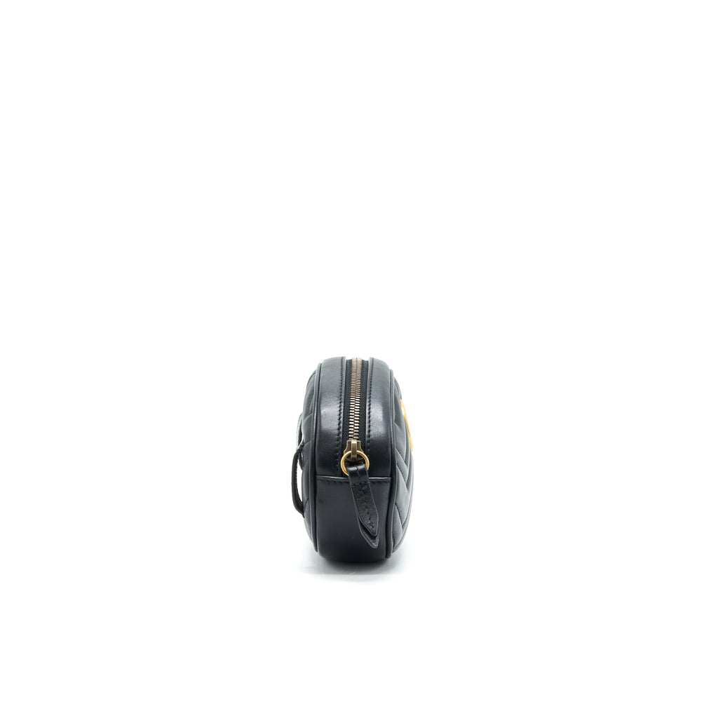 GUCCI GG MARMONT MATELASSE LEATHER BELT BAG IN BLACK 85CM