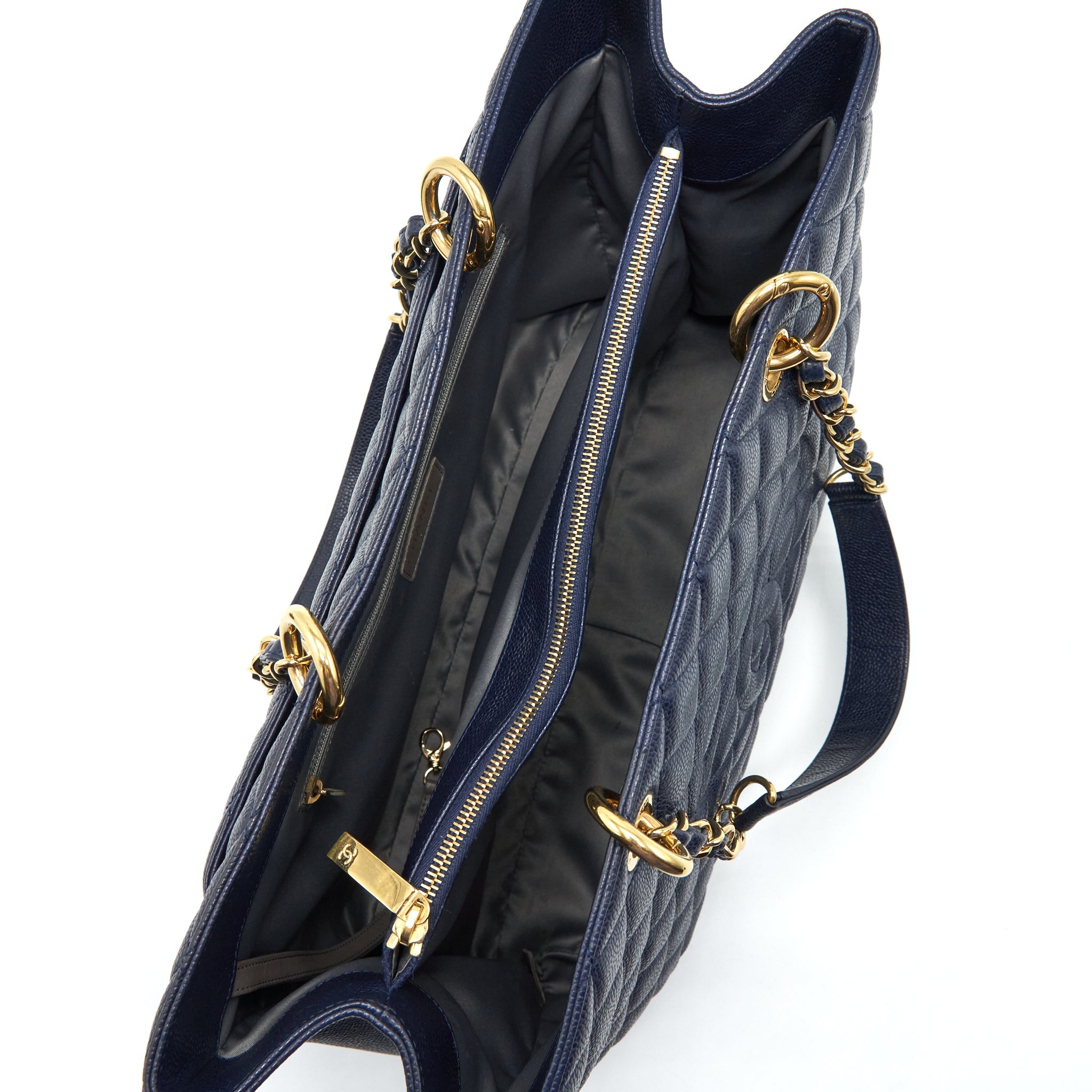 CHANEL GRAND SHOPPING TOTE XL CAVIAR NAVY BLUE GHW