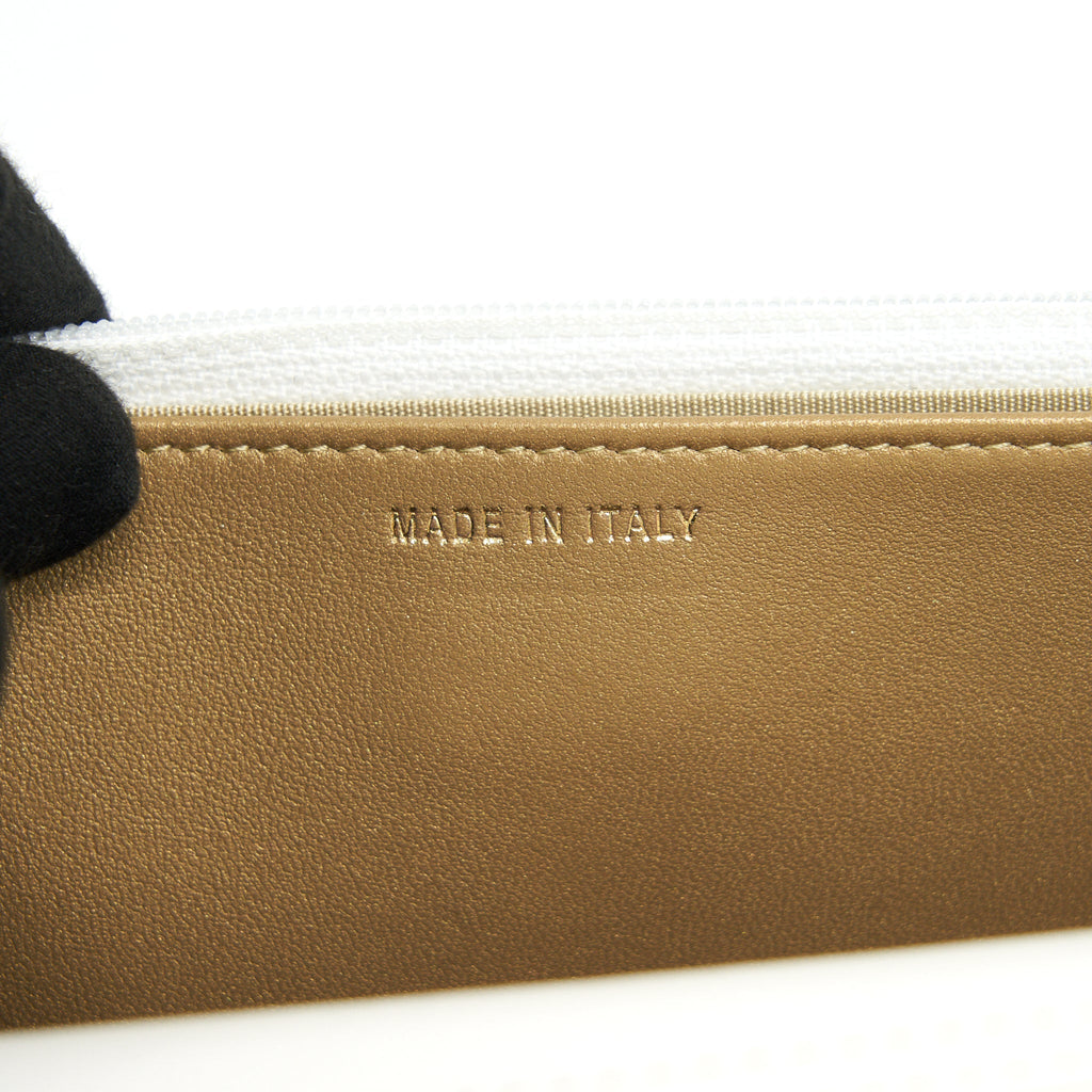 CHANEL PEARL CRUSH WALLET ON CHAIN LAMBSKIN WHITE GHW (MICROCHIP)