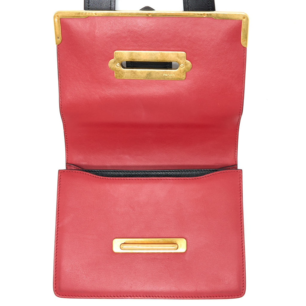 PRADA CASHIER BAG CALFSKIN RED /BLACK GHW