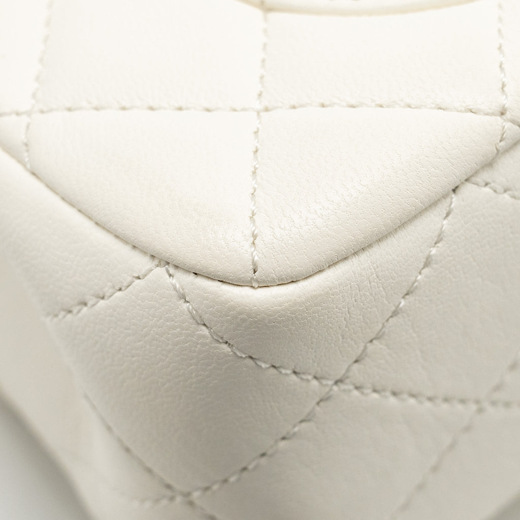 CHANEL 23C PEARL CRUSH MINI RECTANGULAR FLAP BAG LAMBSKIN WHITE LGHW (MICROCHIP)