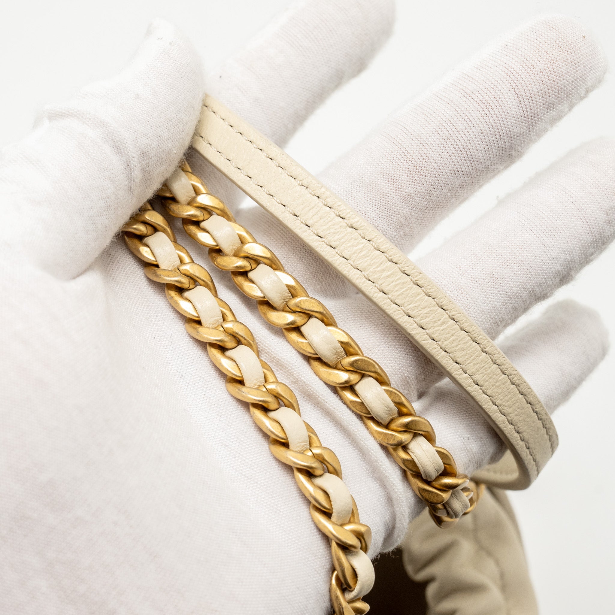 CHANEL BUCKET BAG LAMBSKIN CREAMY WHITE GHW