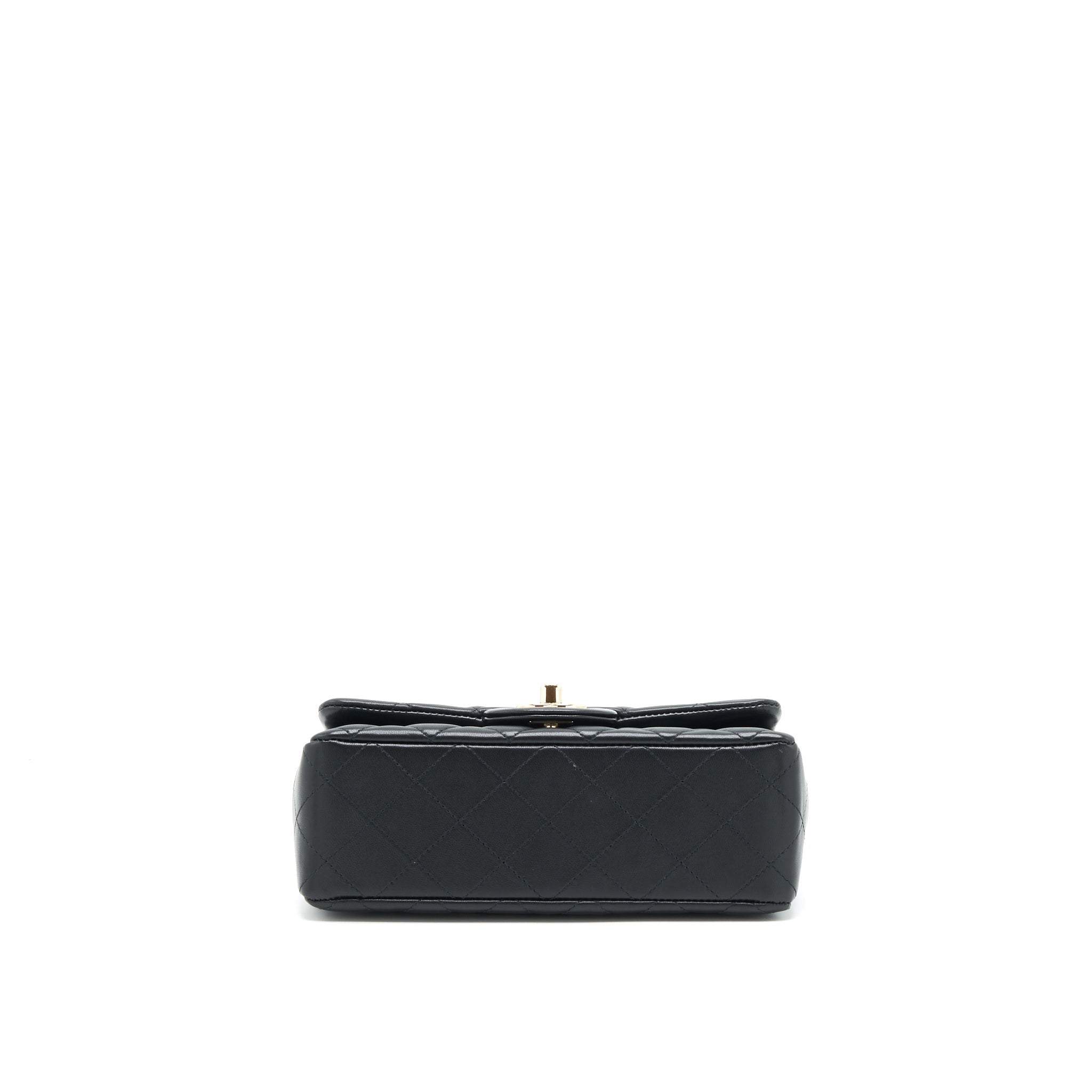 CHANEL MINI RECTANGULAR FLAP BAG LAMBSKIN BLACK LGHW (MICROCHIP)
