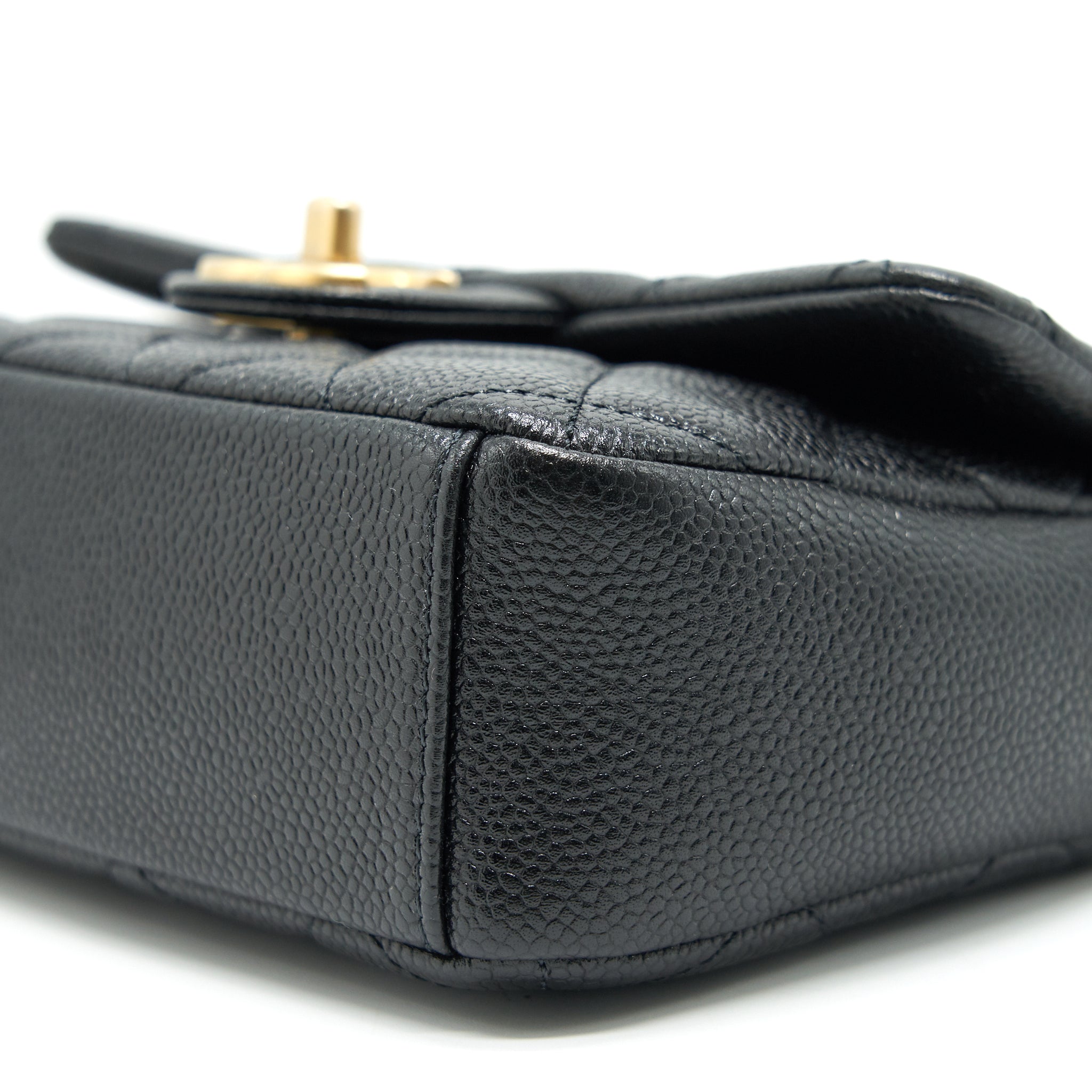 CHANEL 21A MINI SQUARE FLAP BAG CAVIAR BLACK GHW