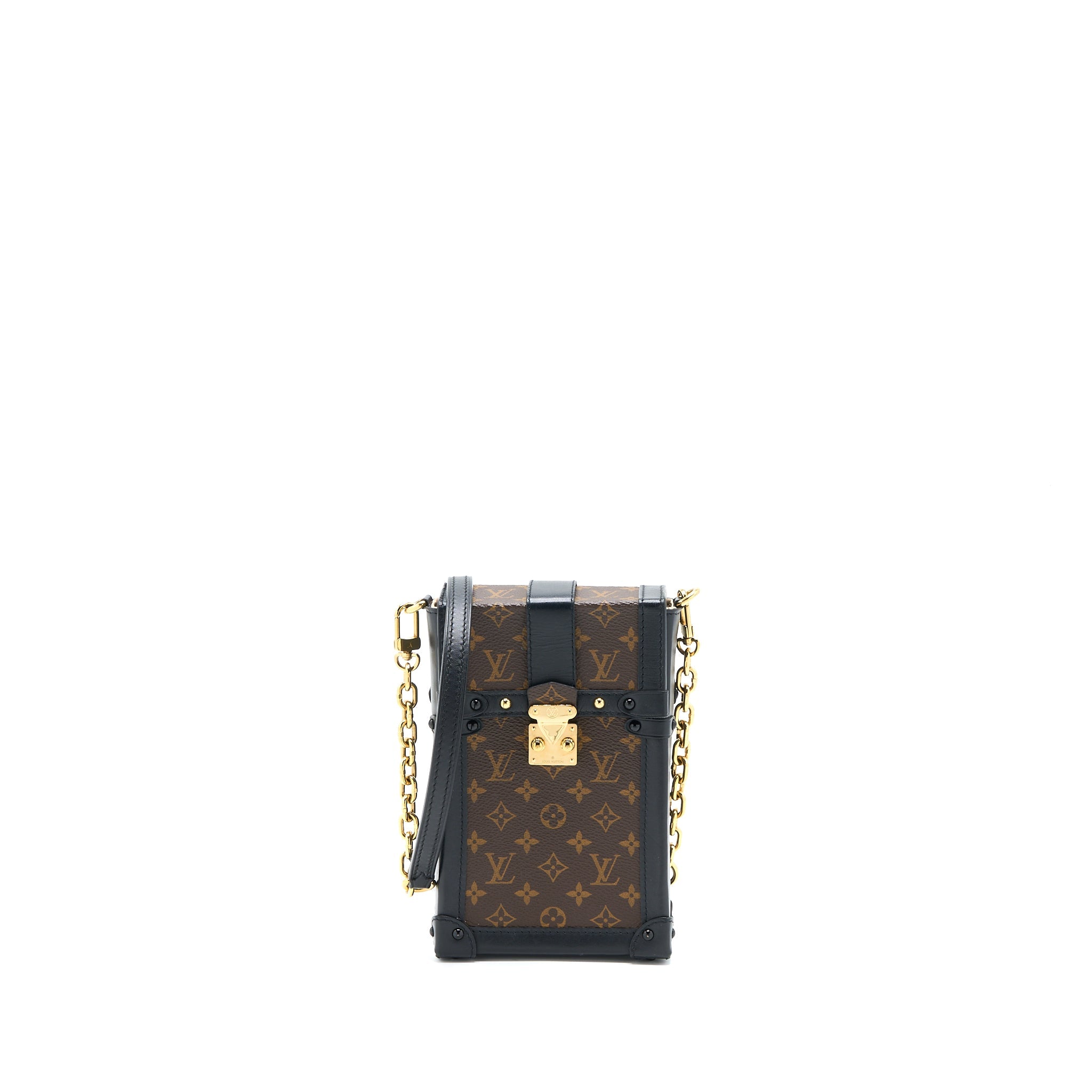LOUIS VUITTON VERTICAL TRUNK POCHETTE WITH CHAIN MONOGRAM CANVAS GHW