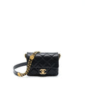 CHANEL 22A MINI SQUARE FLAP BAG CAVIAR BLACK BRUSHED GHW (MICROCHIP)