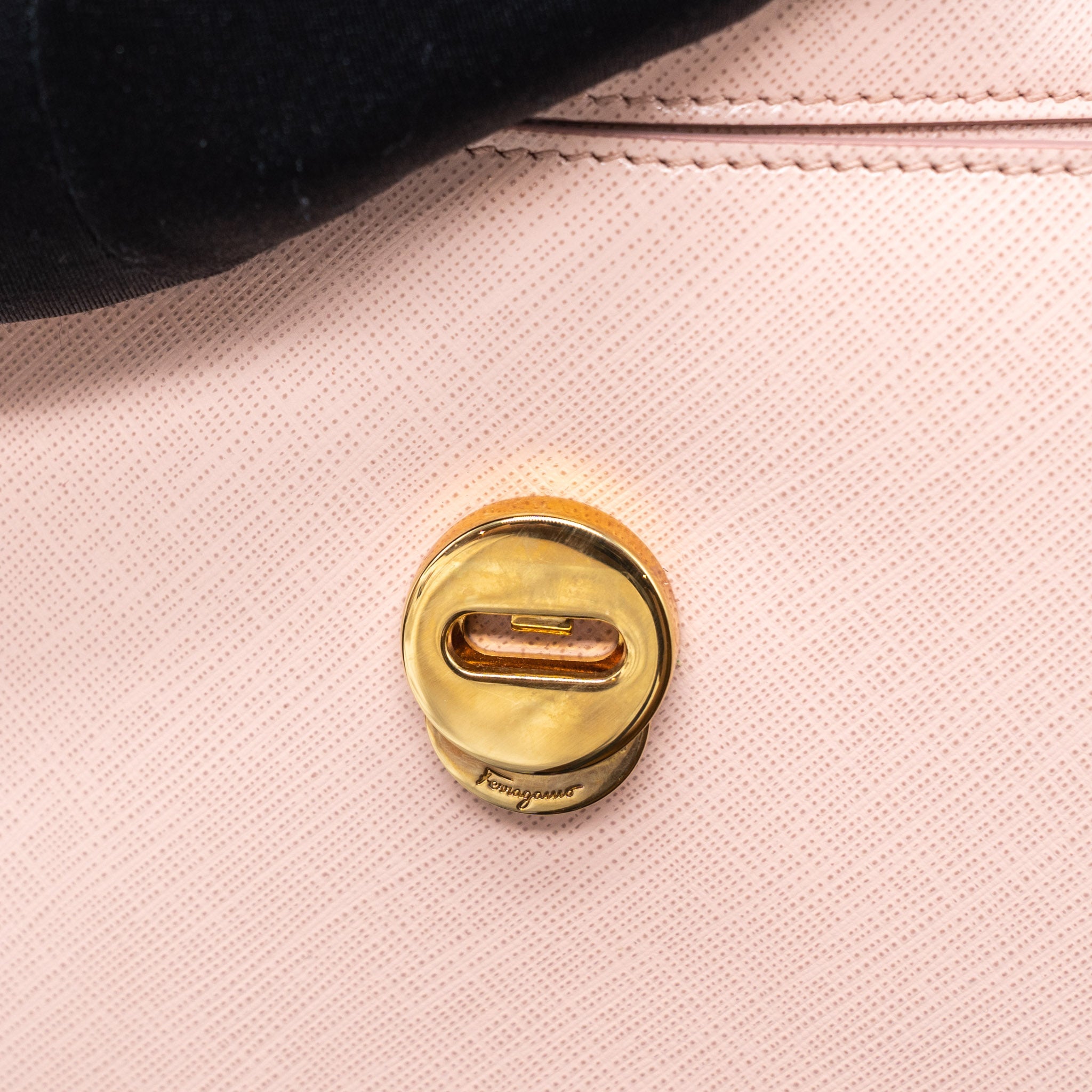 SALVATORE FERRAGAMO TOP HANDLE FLAP BAG CALFSKIN LIGHT PINK GHW