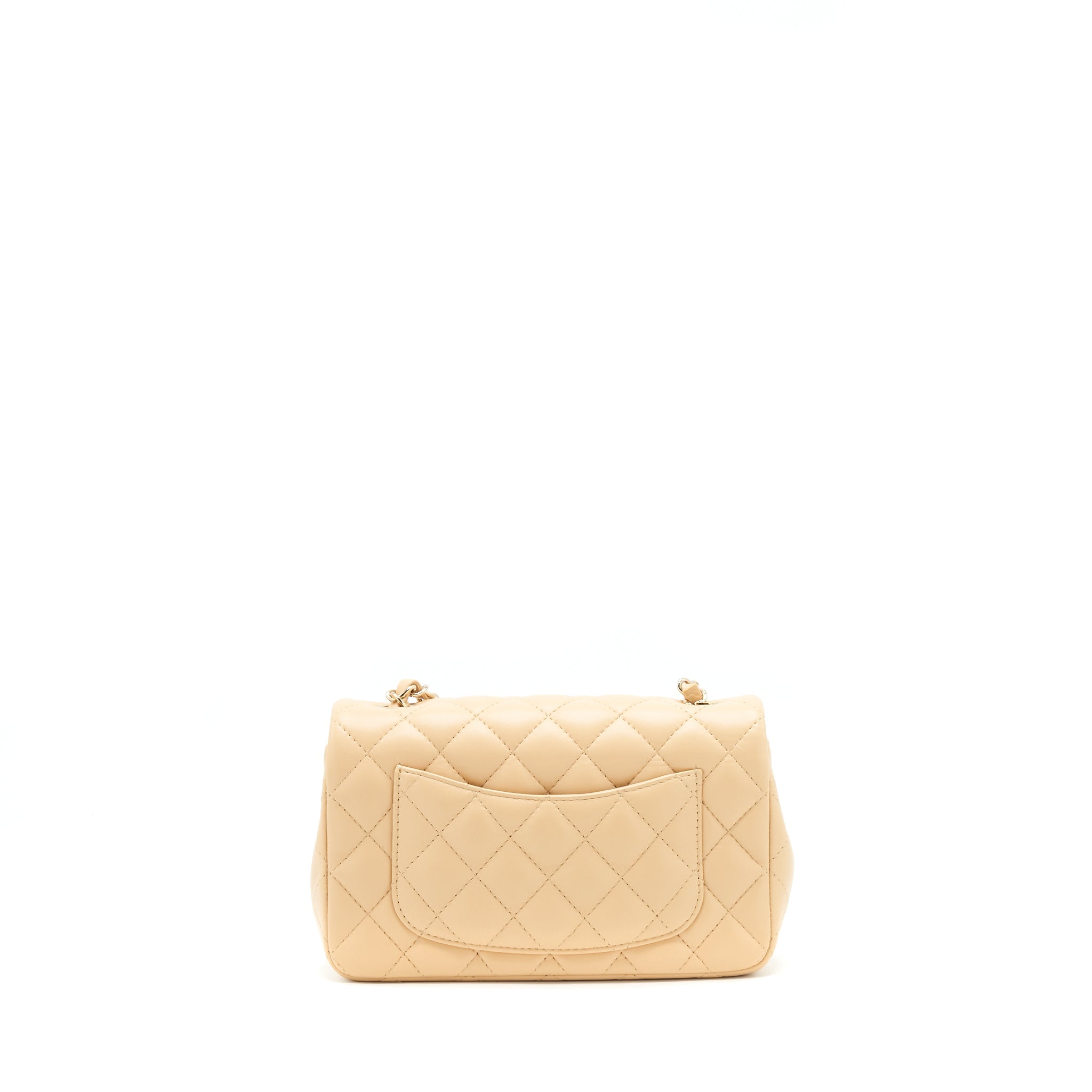 CHANEL MINI RECTANGULAR LAMBSKIN LIGHT BEIGE LGHW(MICROCHIP)