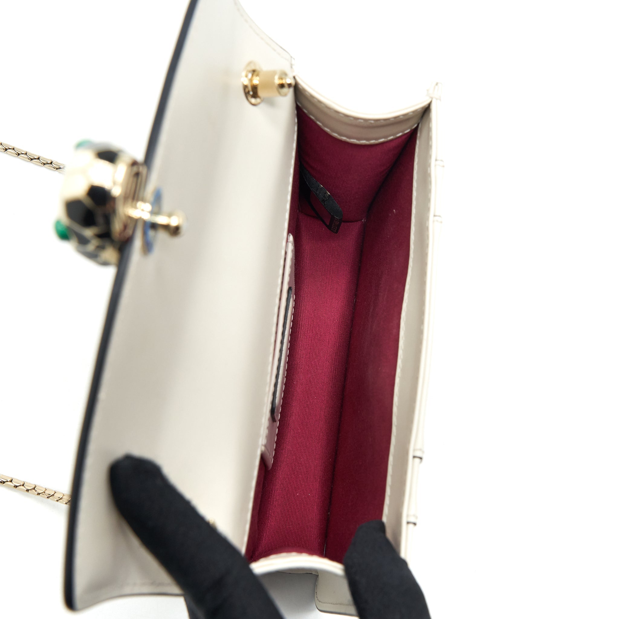 BVLGARI SERPENTI CROSS BODY BAG WHITE