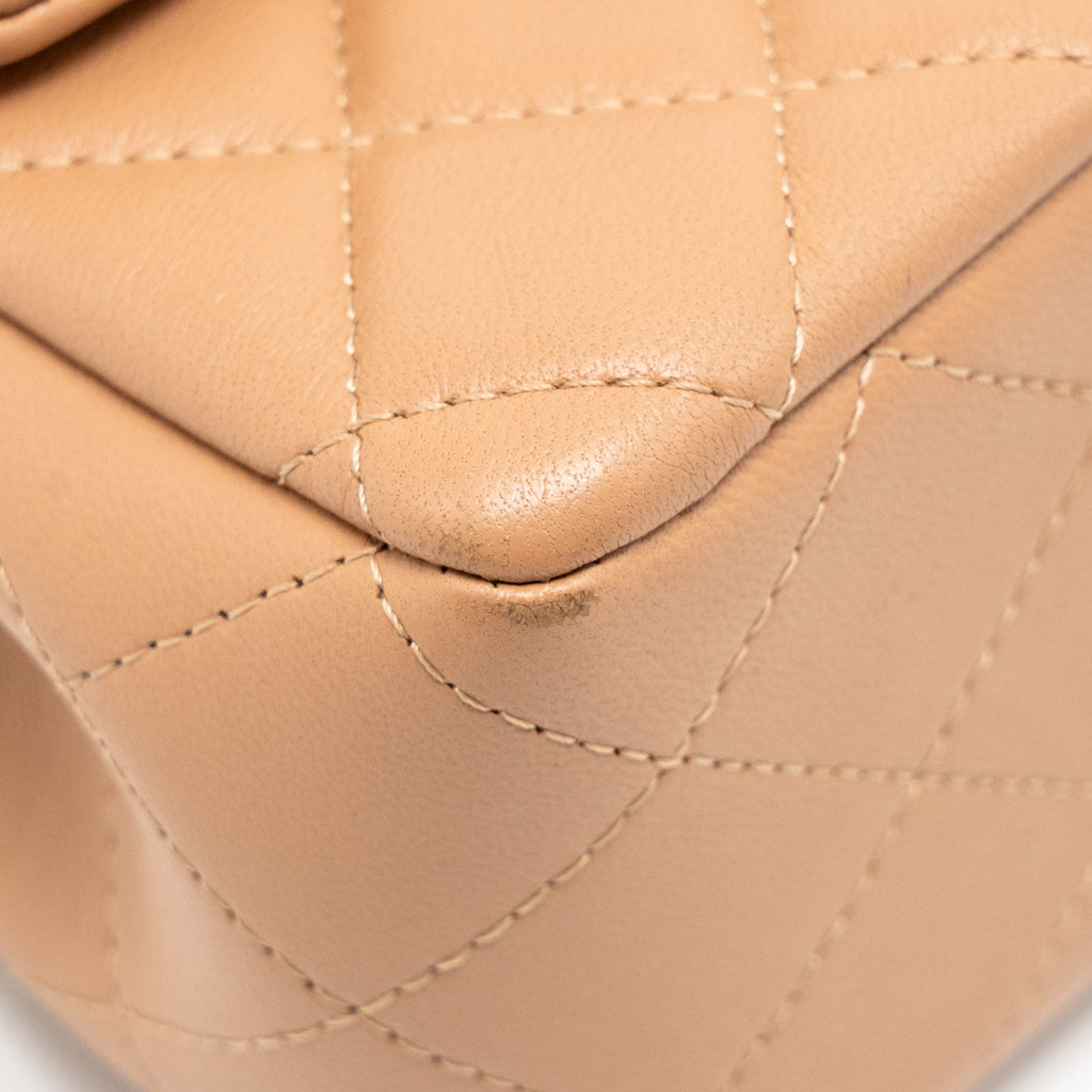 CHANEL MINI RECTANGULAR FLAP BAG LAMBSKIN CARAMEL LGHW (MICROCHIP)