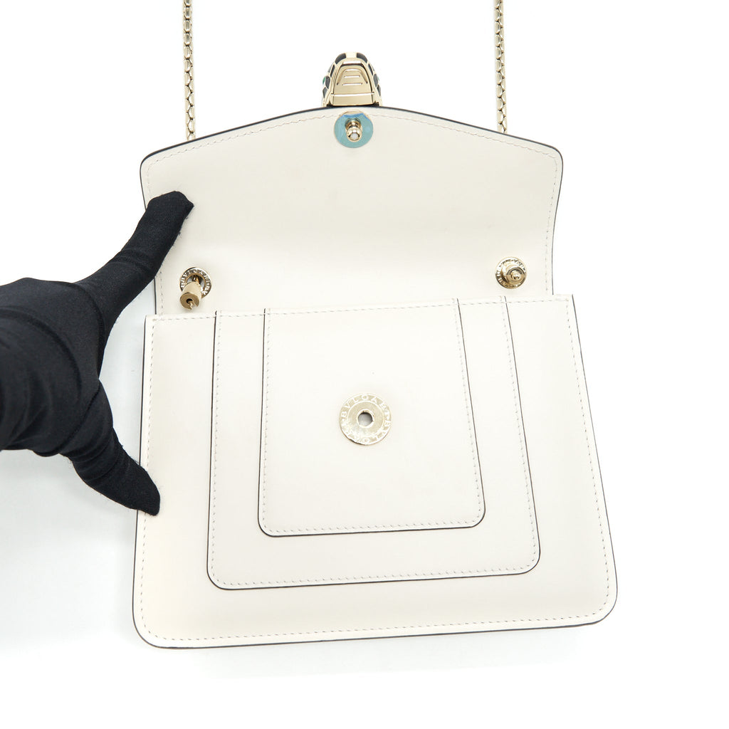 BVLGARI SERPENTI CROSS BODY BAG WHITE