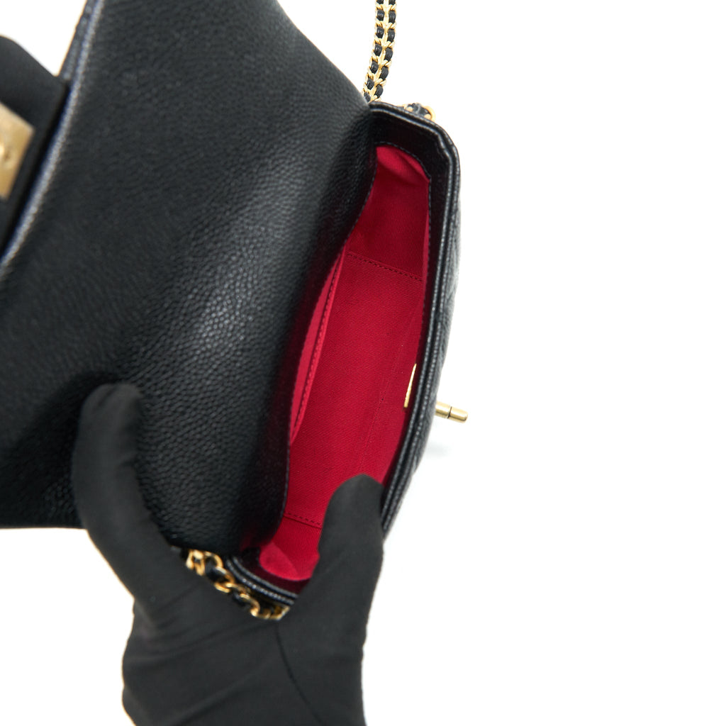 CHANEL 21A MINI SQUARE FLAP BAG CAVIAR BLACK GHW