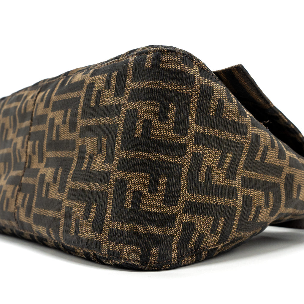FENDI VINTAGE SHOULDER BAG FF JACQUARD CANVAS BROWN SHW