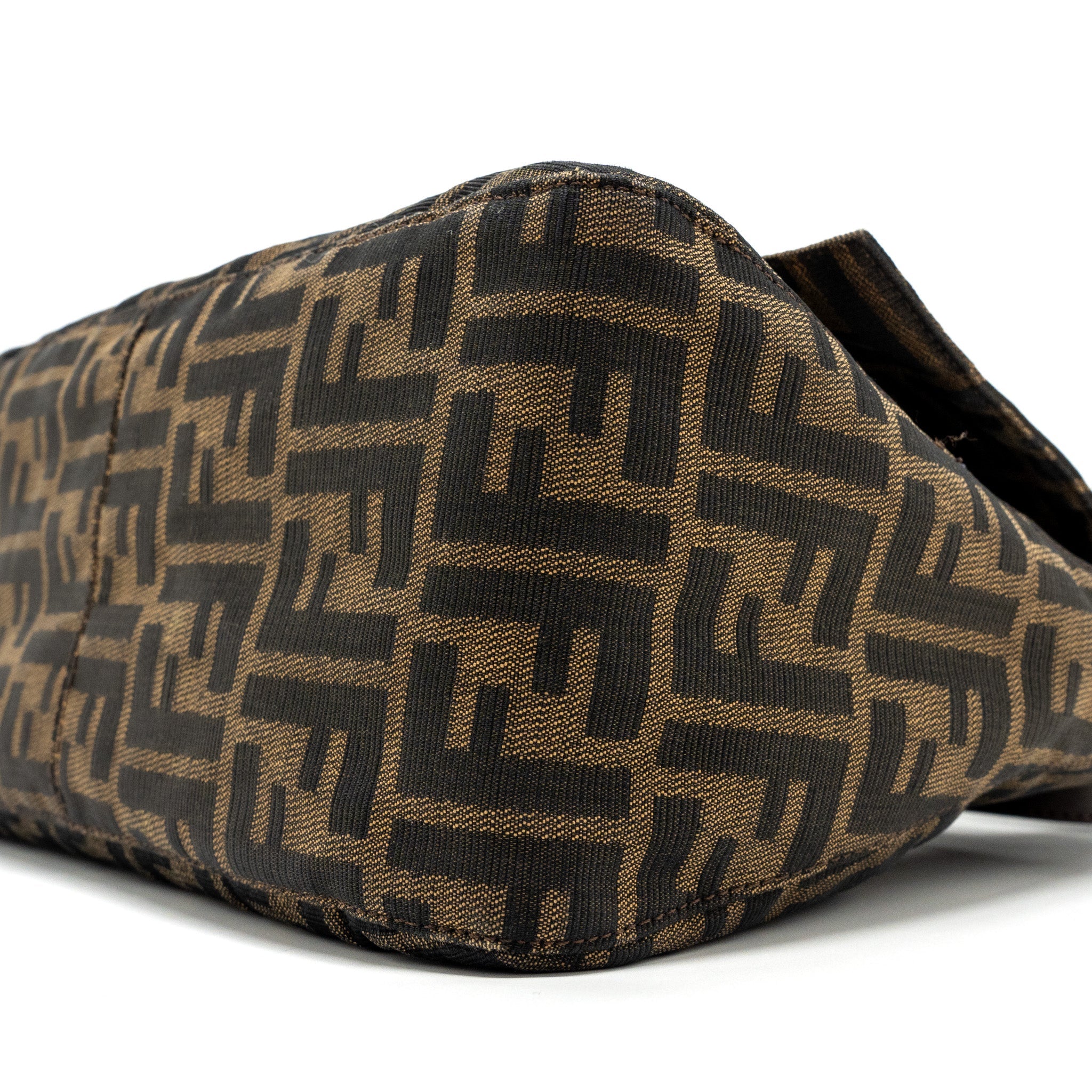FENDI VINTAGE SHOULDER BAG FF JACQUARD CANVAS BROWN SHW