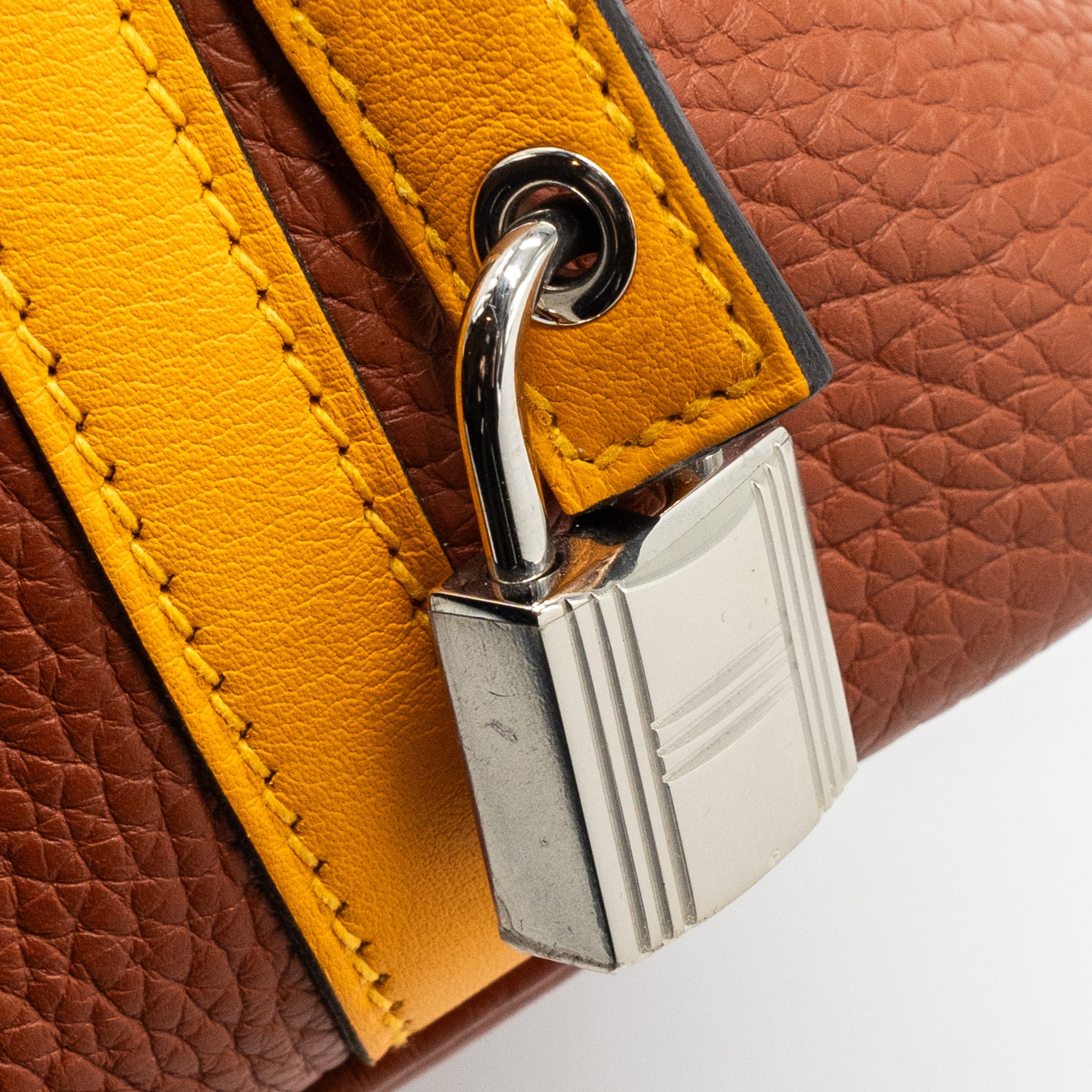 HERMES PICOTIN 18 LOCK BAG CLEMENCE CUIVE / JAUNE D’OR SHW