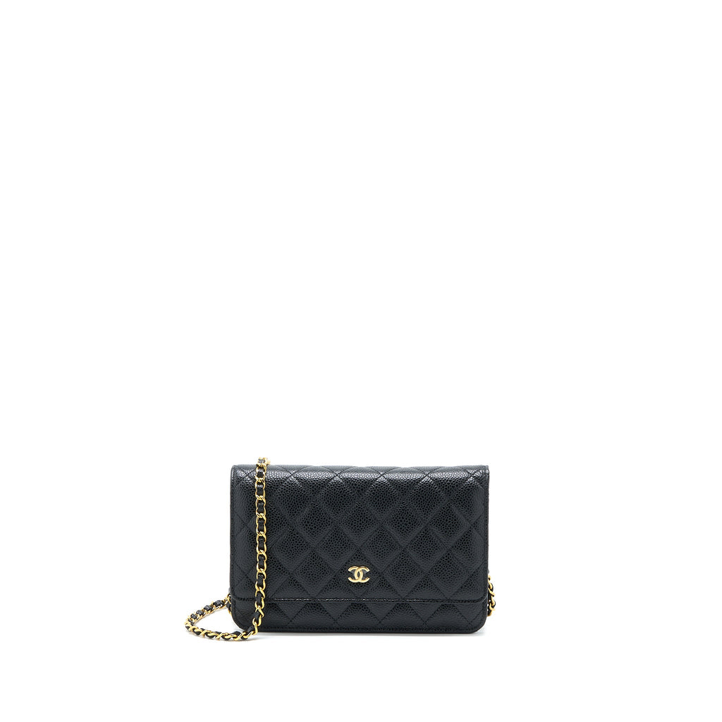 CHANEL CLASSIC WALLET ON CHAIN CAVIAR BLACK GHW (MICROCHIP)