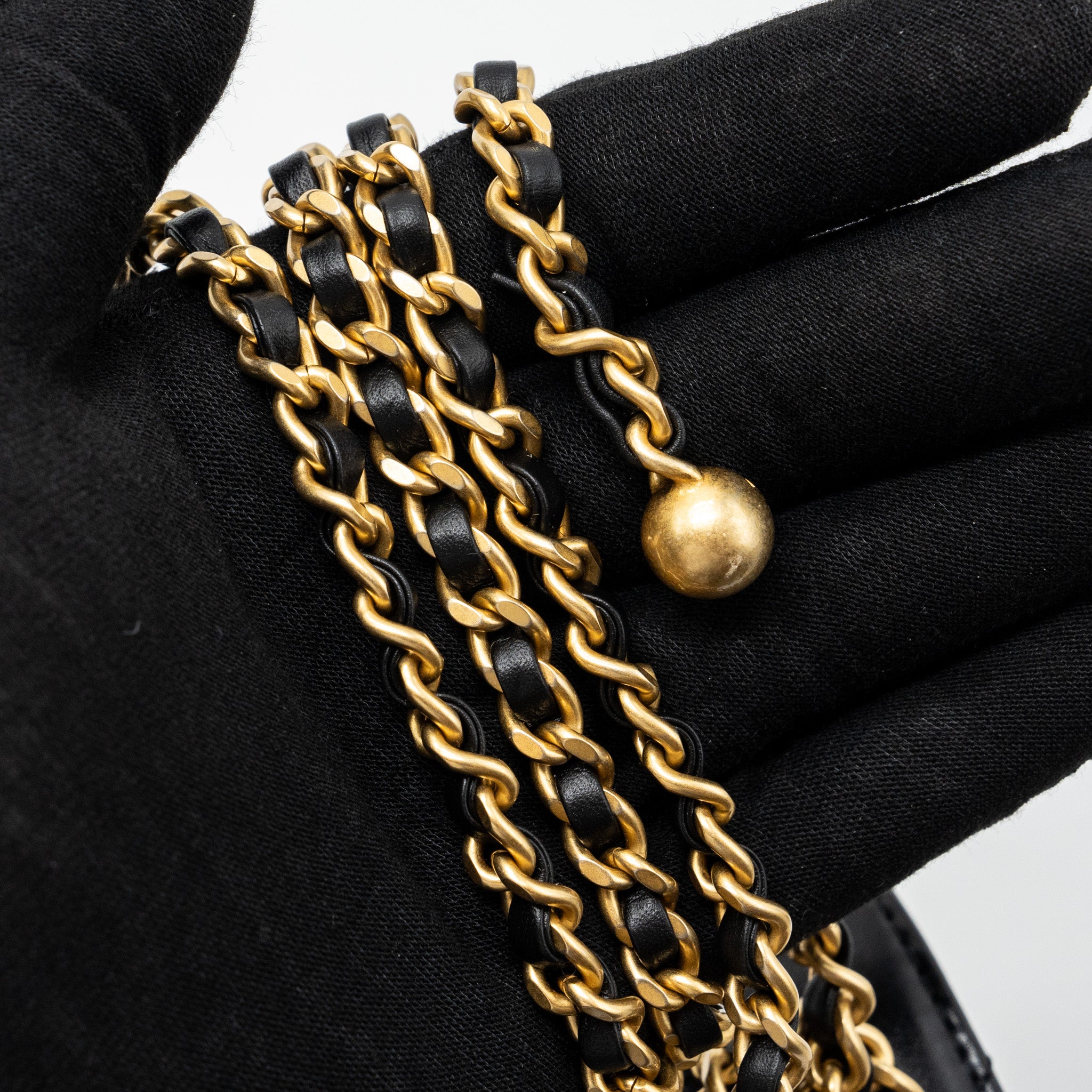 CHANEL 24C GOLD CRUSH FLAP BAG CALFSKIN BLACK GHW (MICROCHIP)
