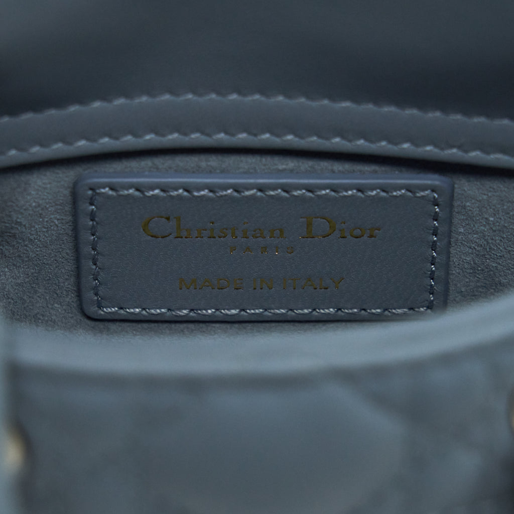 DIOR MICRO LADY DIOR BAG CANNAGE LAMBSKIN CLOUD BLUE LGHW