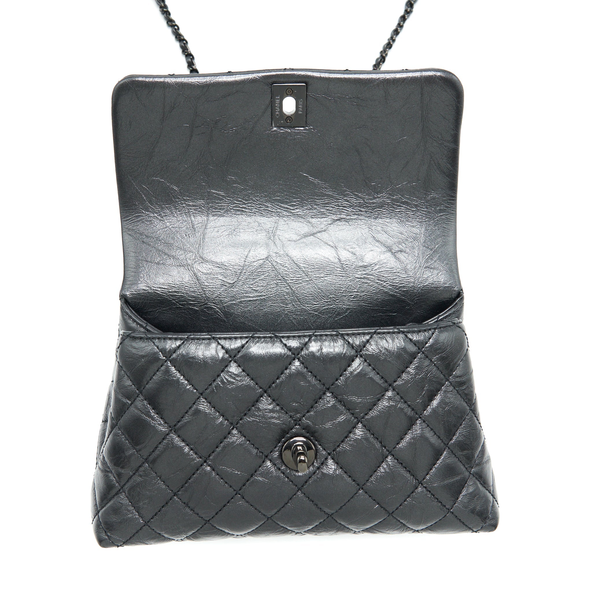 CHANEL SMALL COCO HANDLE AGED CALFSKIN SO BLACK WITH BLACK HARDWARE