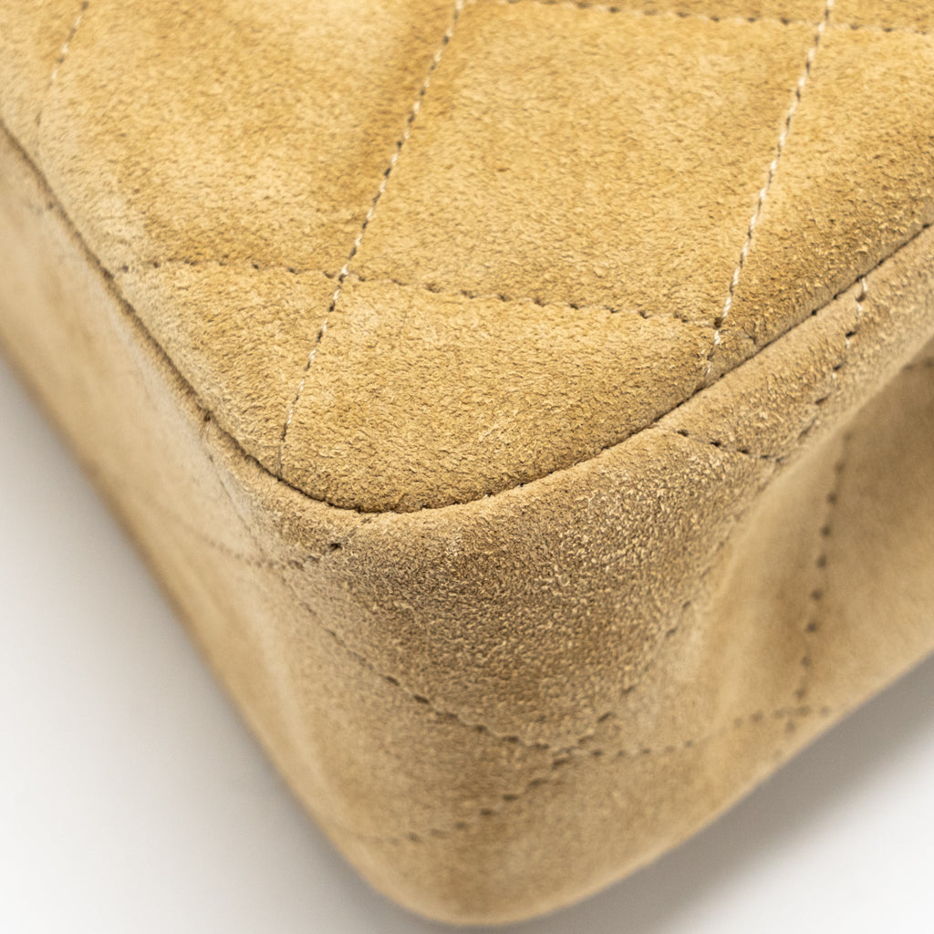 CHANEL 25A SUEDE PATCHWORK MINI CROSSBODY BAG LAMBSKIN BROWN/BLACK GHW (MICROCHIP)