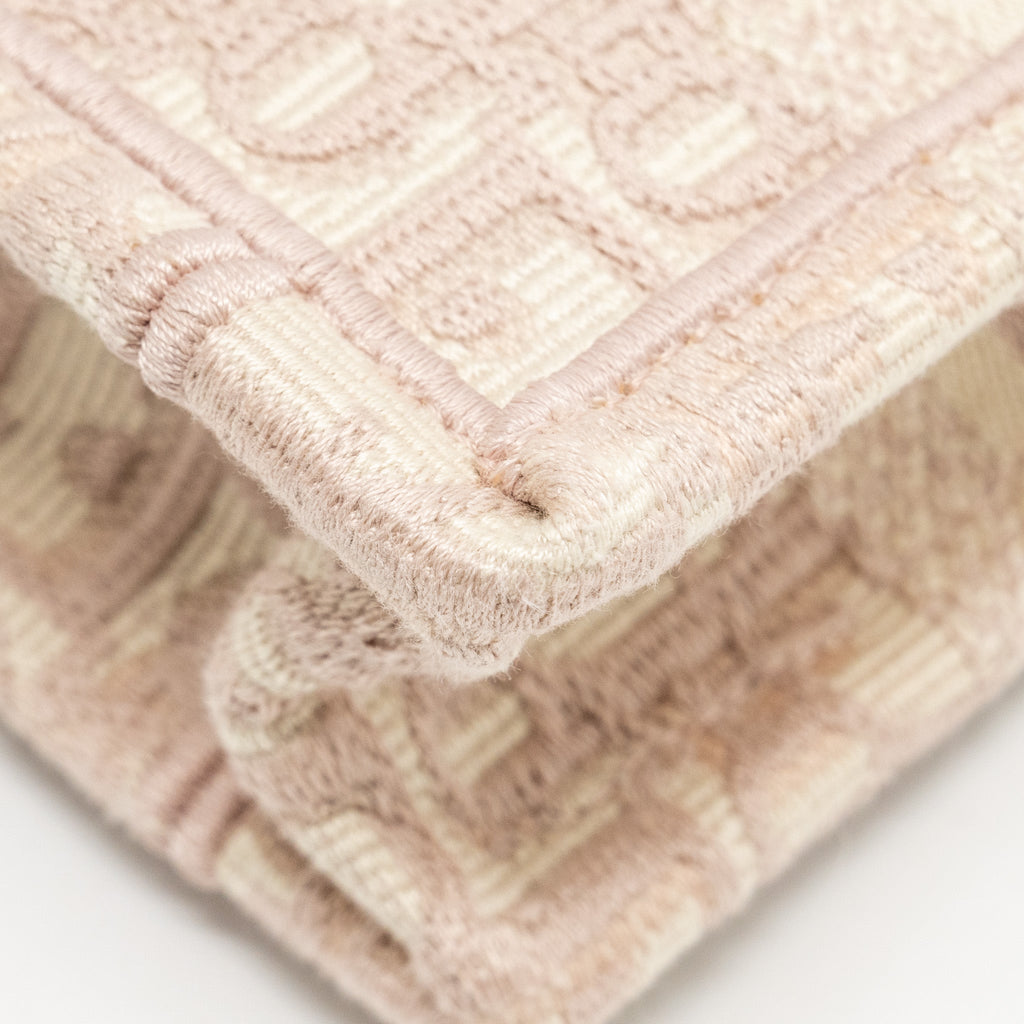 DIOR MINI BOOK TOTE OBLIQUE EMBROIDERY PINK