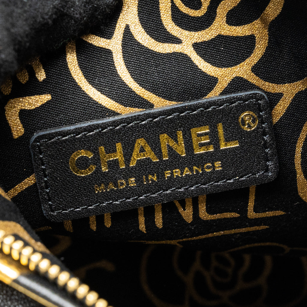 CHANEL 19A CC KHEOPS MISCELLANEOUS PYRAMID CLUTCH LAMBSKIN/METALLIC GOLD/ BLACK GHW