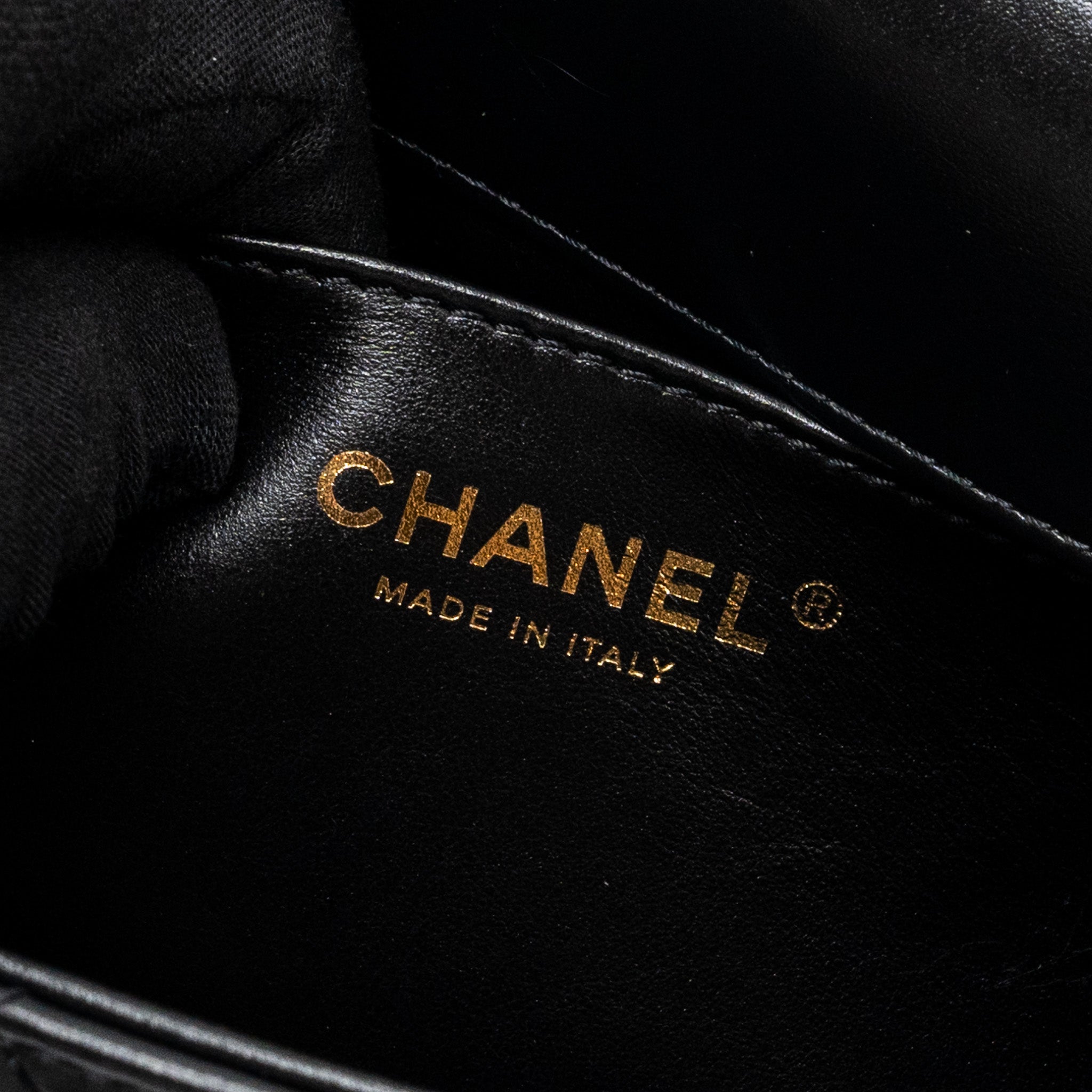 CHANEL 24C GOLD CRUSH FLAP BAG CALFSKIN BLACK GHW (MICROCHIP)