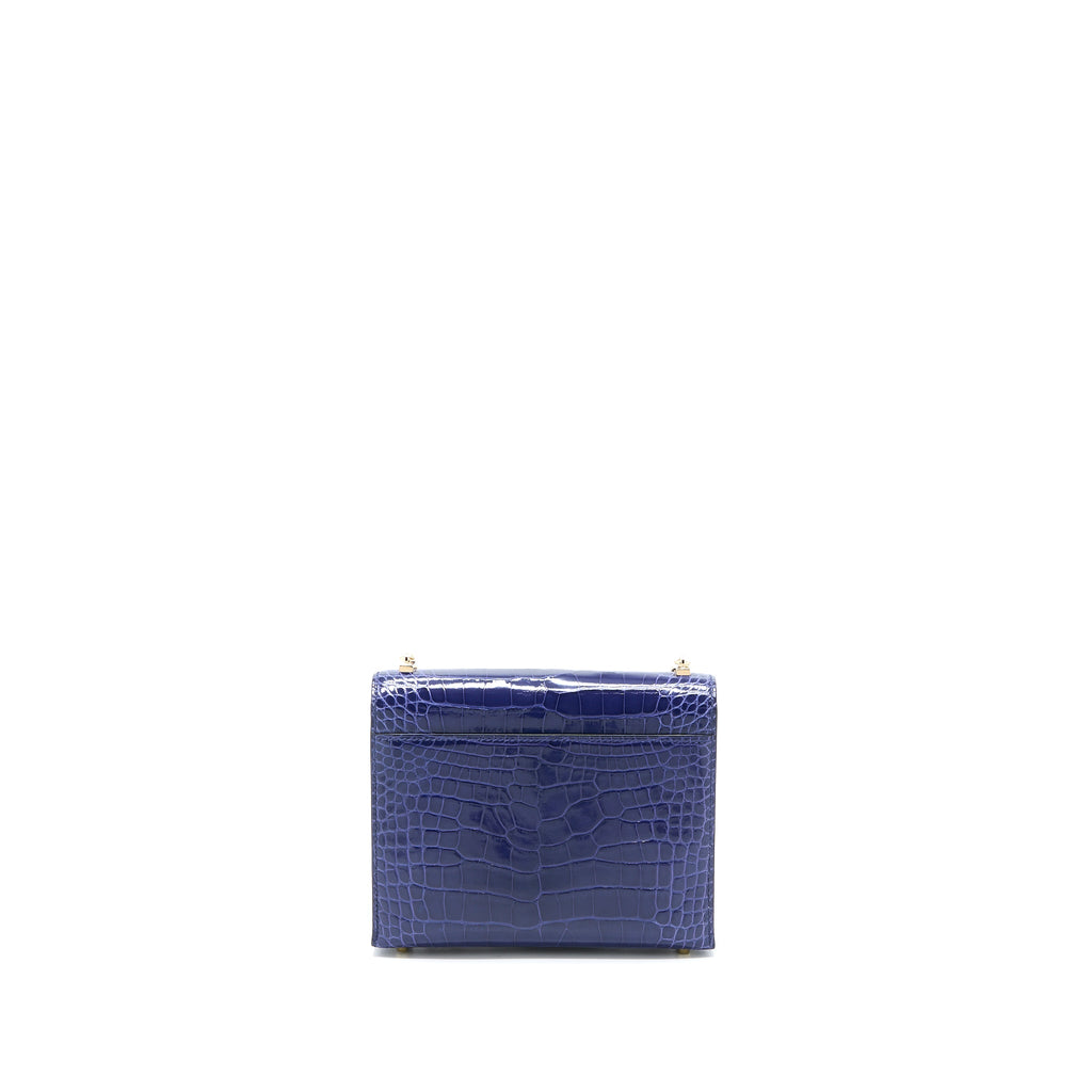 HERMES MINI VERROU ALLIGATOR MISSISSIPPIENSIS M3 BLUE ENCRE GHW