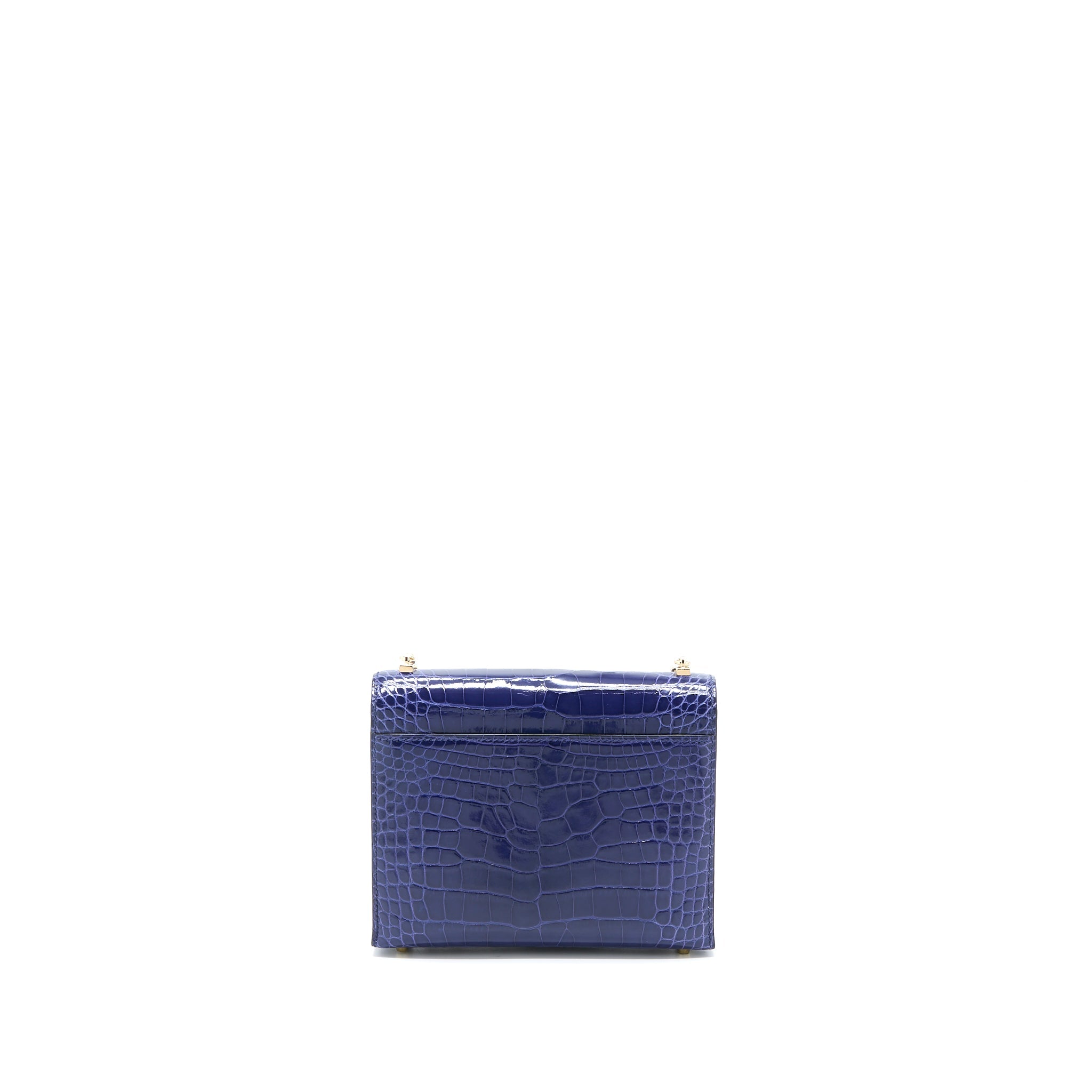 HERMES MINI VERROU ALLIGATOR MISSISSIPPIENSIS M3 BLUE ENCRE GHW