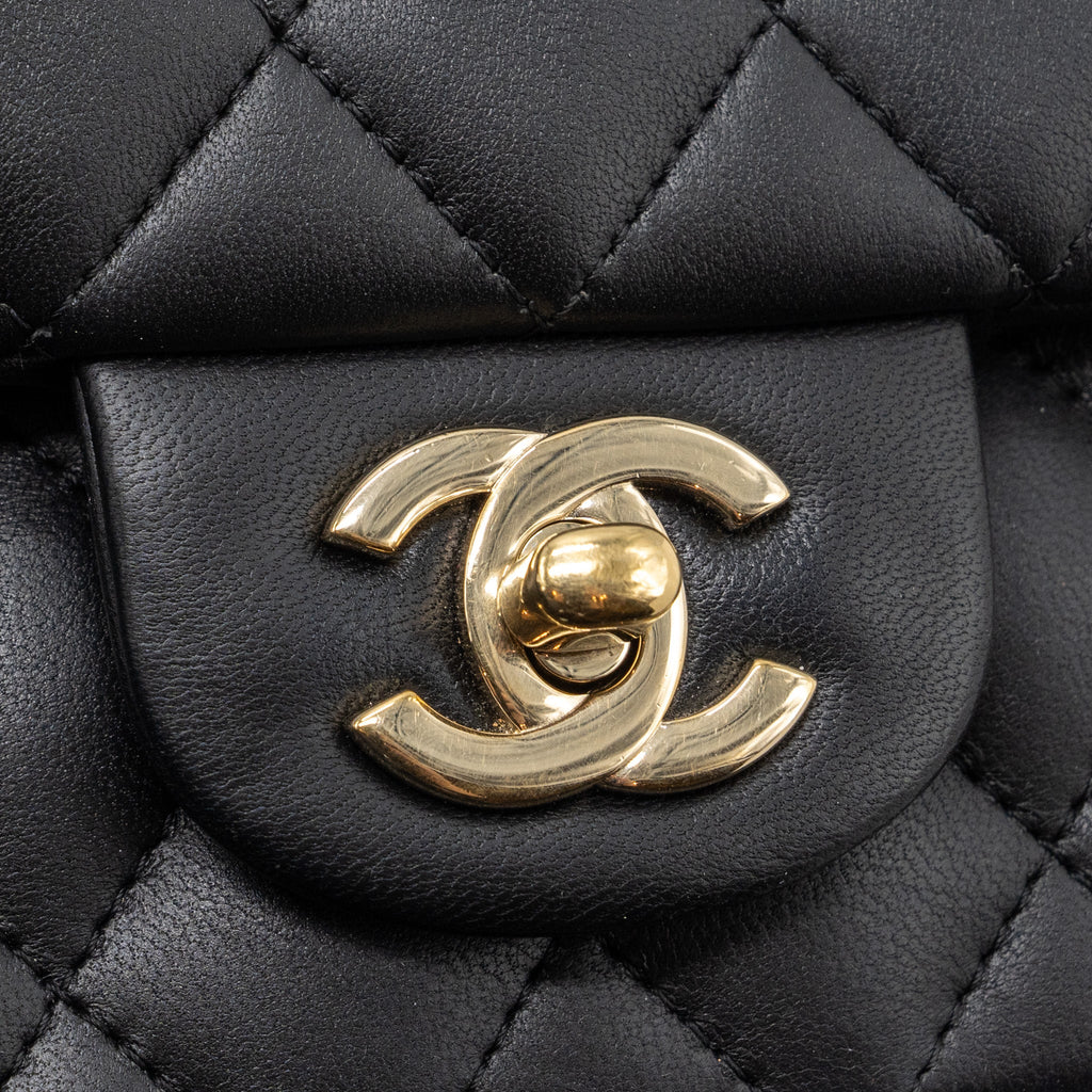 CHANEL MINI SQUARE FLAP BAG LAMBSKIN BLACK GHW