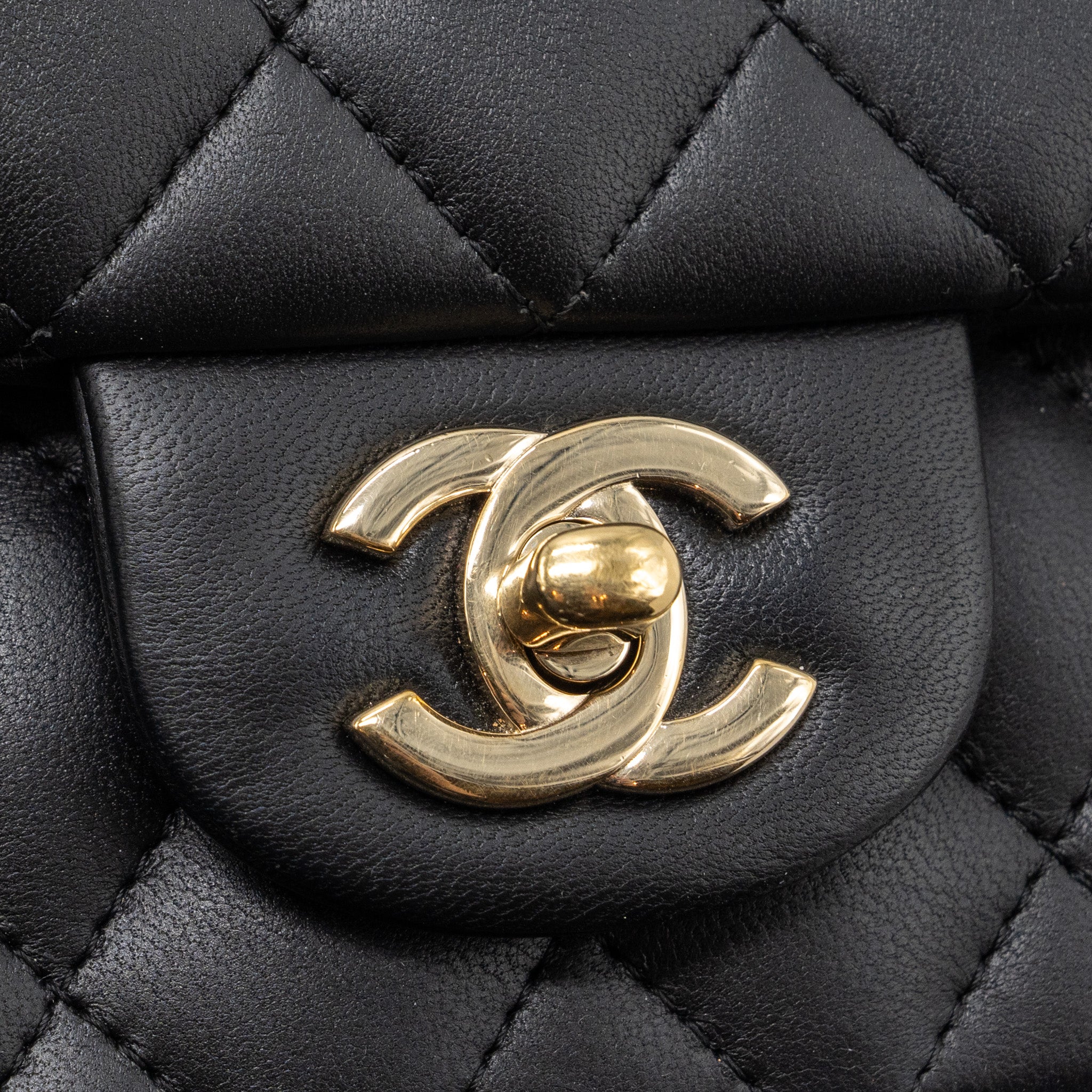 CHANEL MINI SQUARE FLAP BAG LAMBSKIN BLACK GHW
