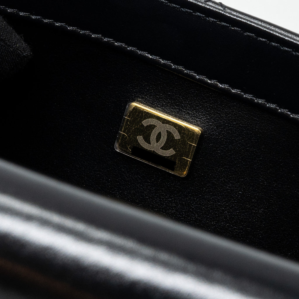 CHANEL 24C GOLD CRUSH FLAP BAG CALFSKIN BLACK GHW (MICROCHIP)