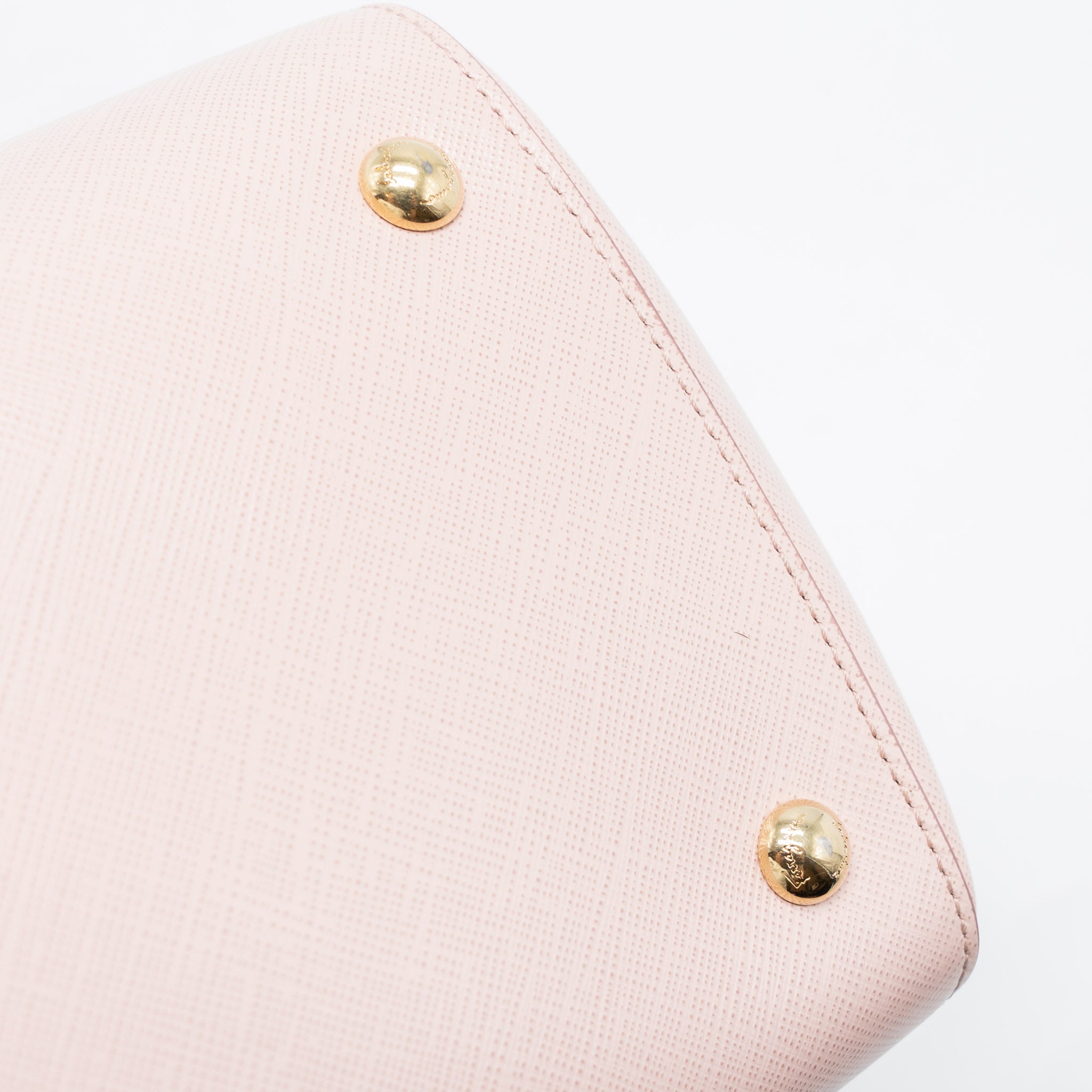 SALVATORE FERRAGAMO TOP HANDLE FLAP BAG CALFSKIN LIGHT PINK GHW